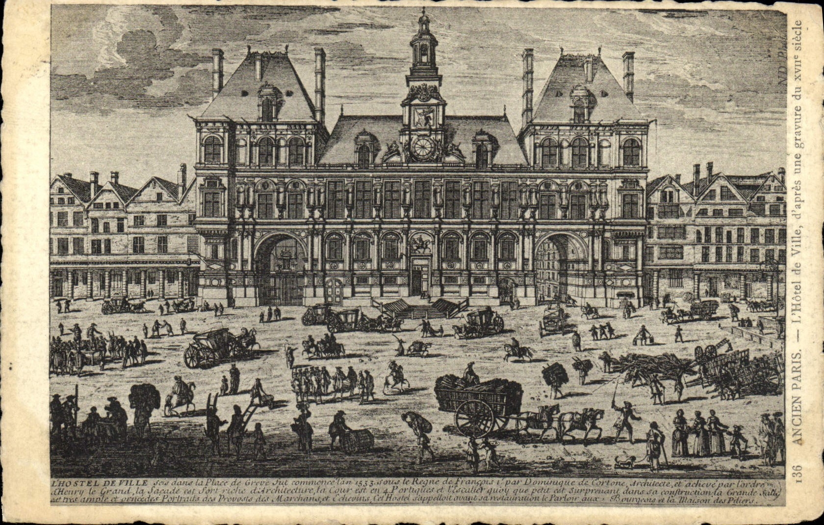 CPA Ancien Paris L'Hotel De Ville D'Apres Une Gravure du 17eme