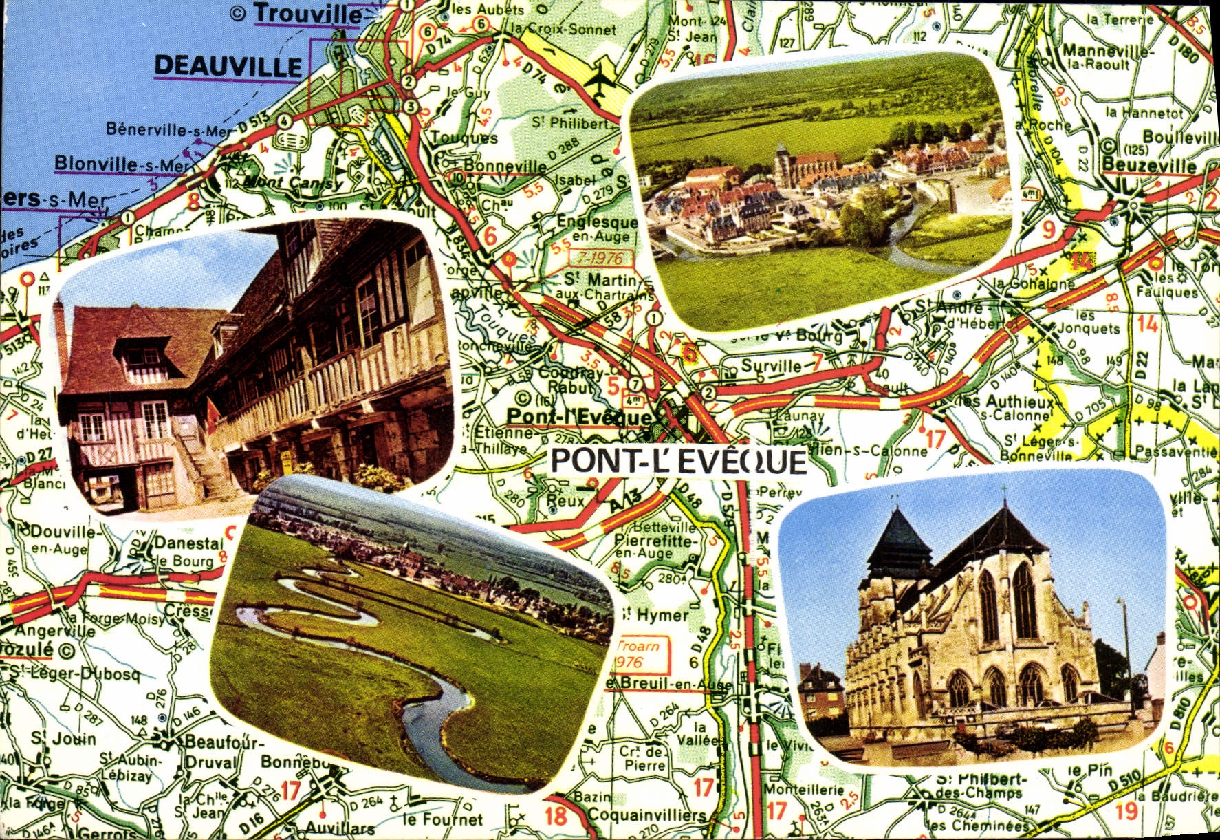 POSTAL MODERNA queso de Pont-l'Ev4eque en la carretera principal en Deauville