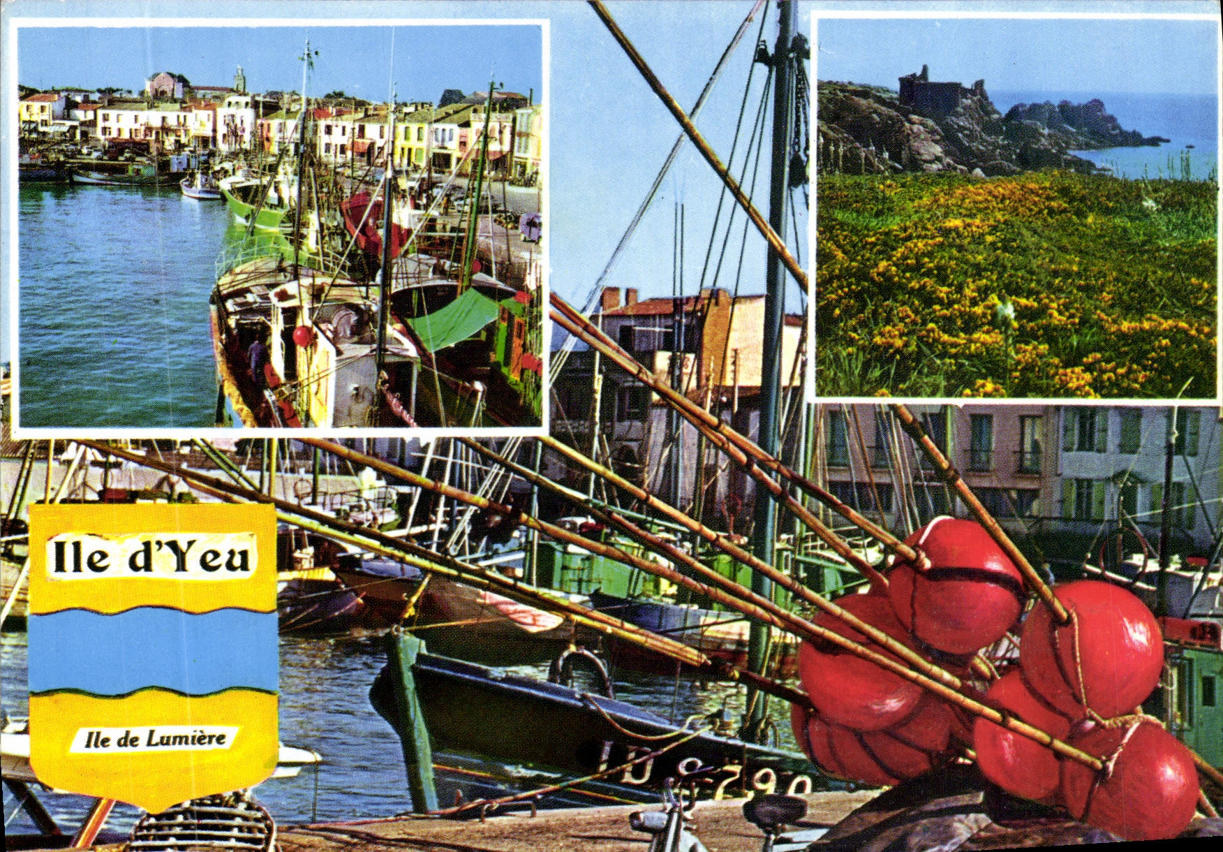 MODERN CARD Island D' Yeu Port Joinville And the Wild Dimension Boats