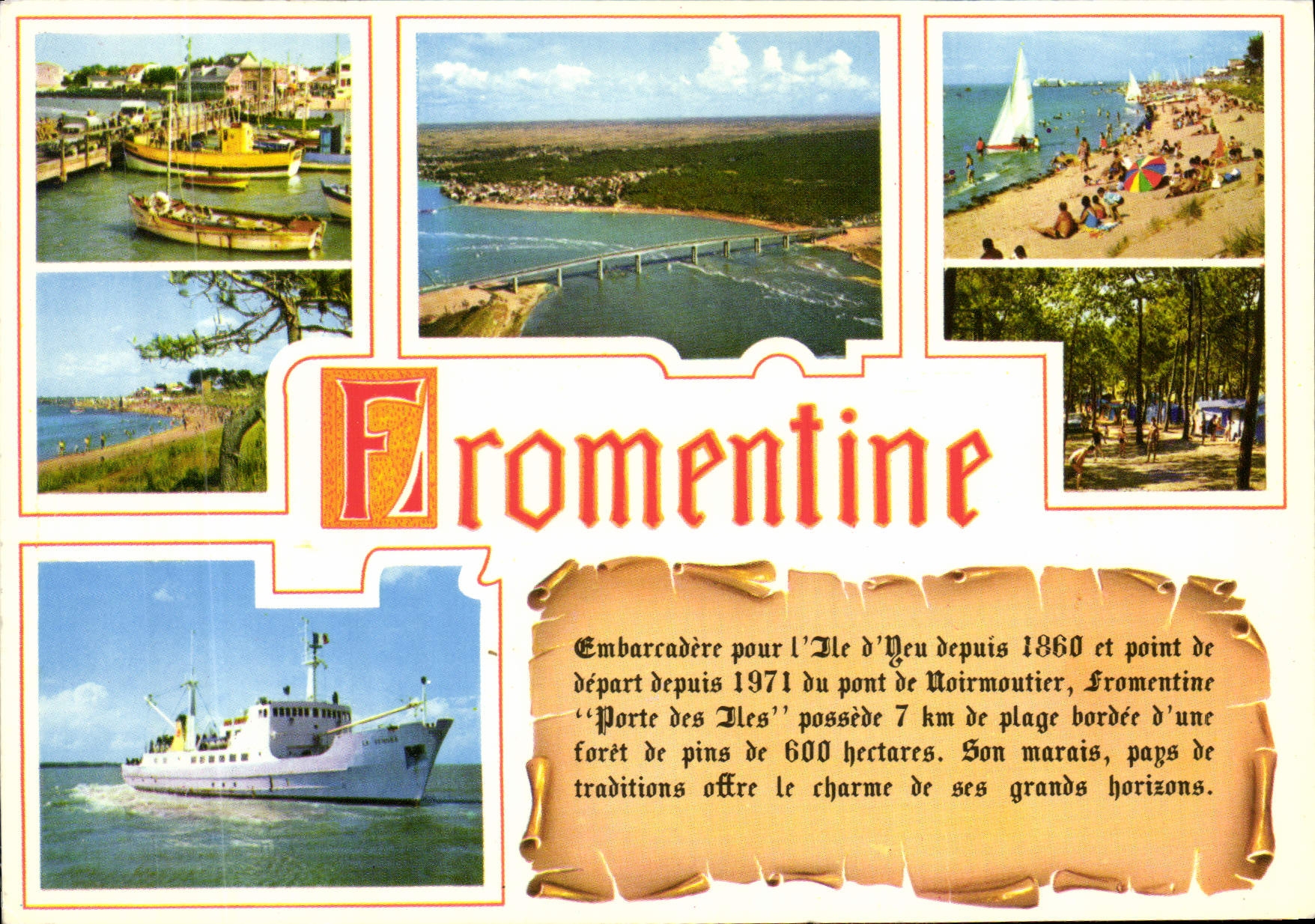 MODERN CARD Fromentine Landing stage For the island of Yeu Boat