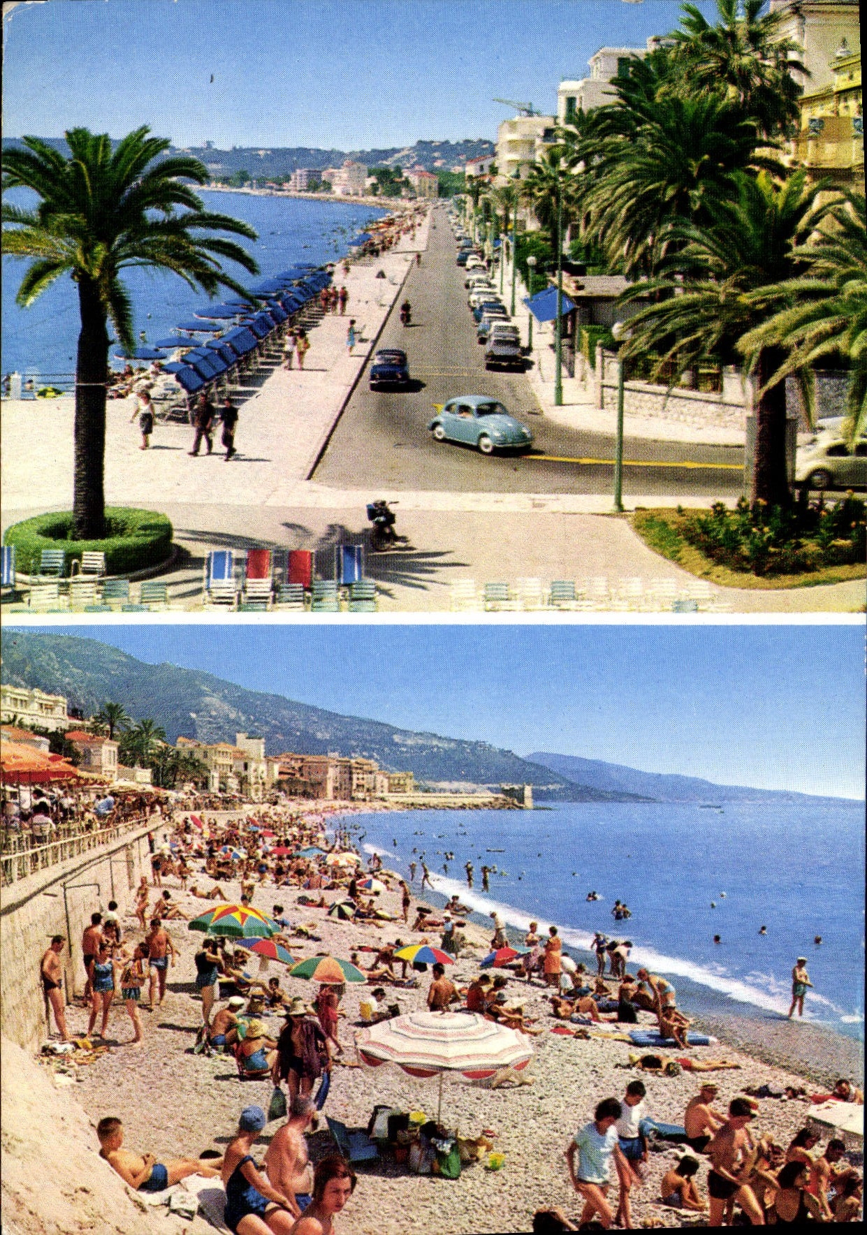POSTAL MODERNA Menton la caminata y una playa