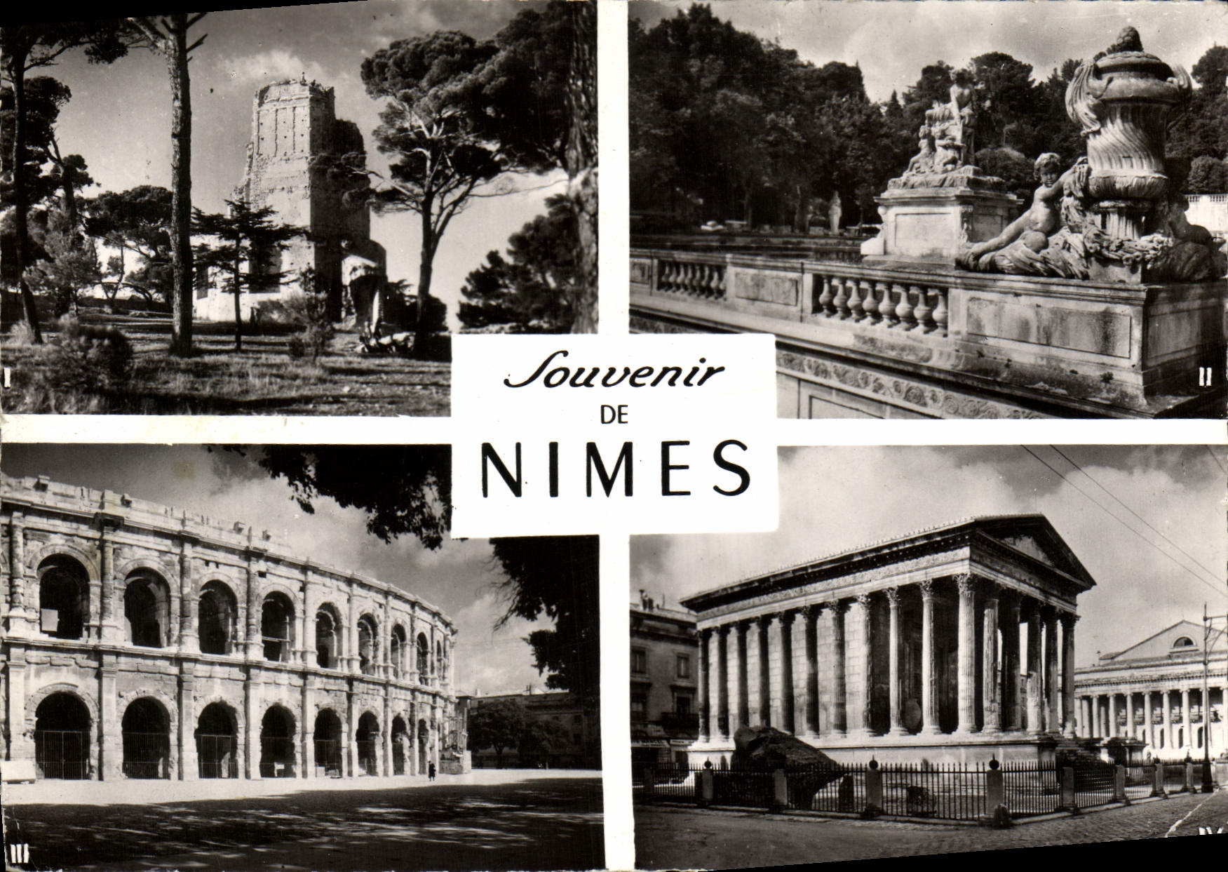 POSTAL MODERNA Nimes la torre de Magne el jardín de la fuente