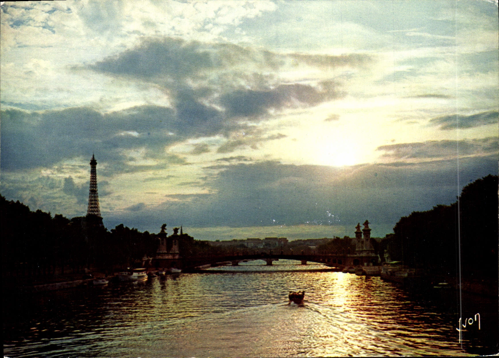 MODERN CARD Paris Sunset on the Seine Eiffel Tower