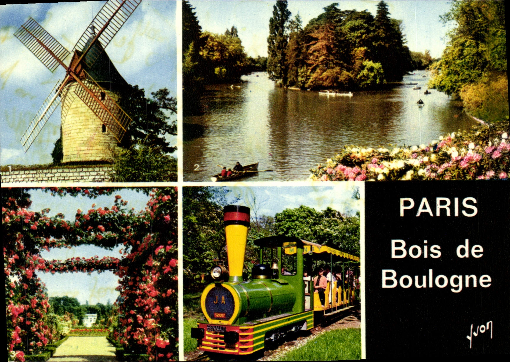 CPM Paris Bois de Boulogne Train Moulin a vent