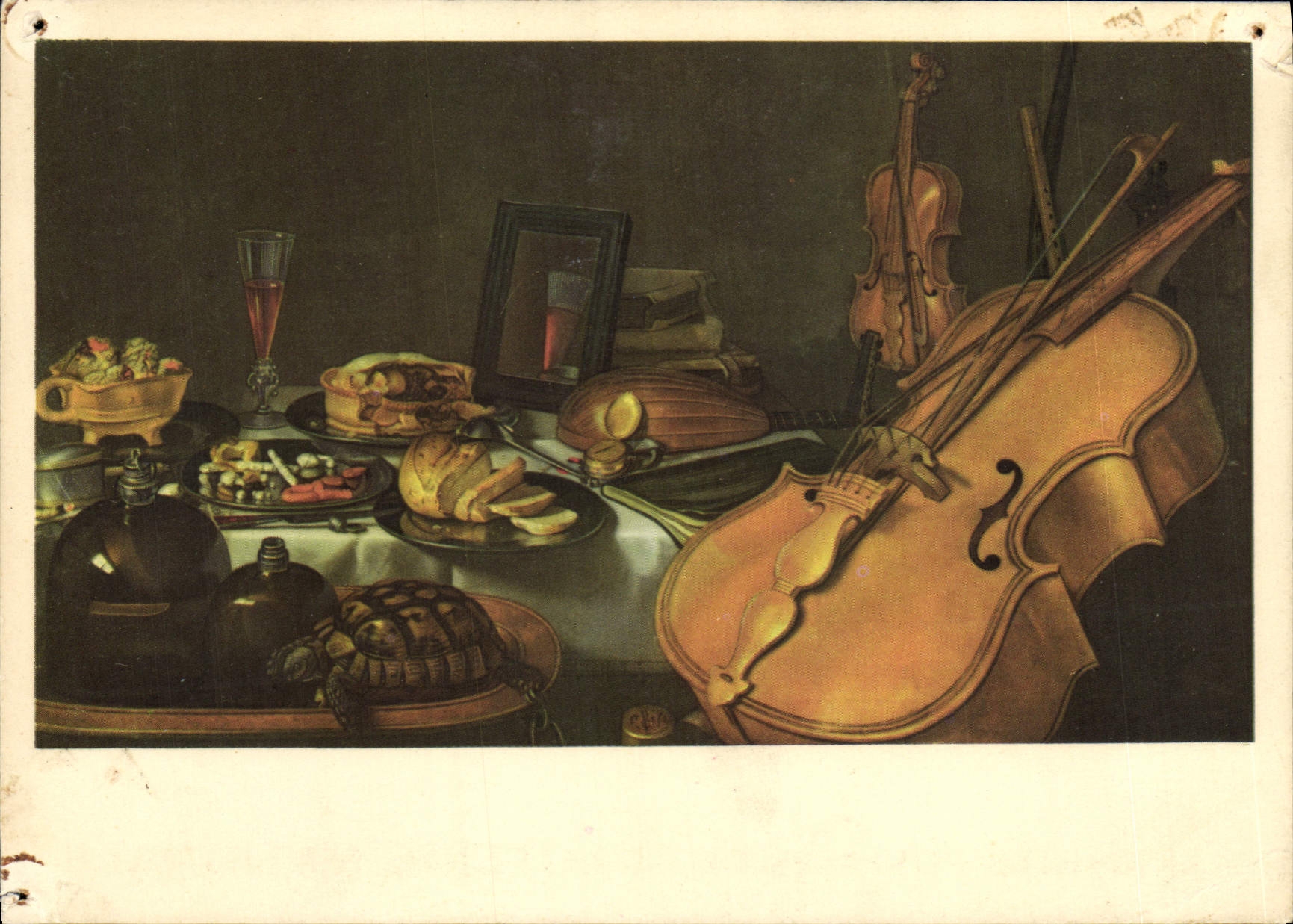 MODERN CARD Dutch Painting Pieter Claesz Still life Museum of Louvre to the violin