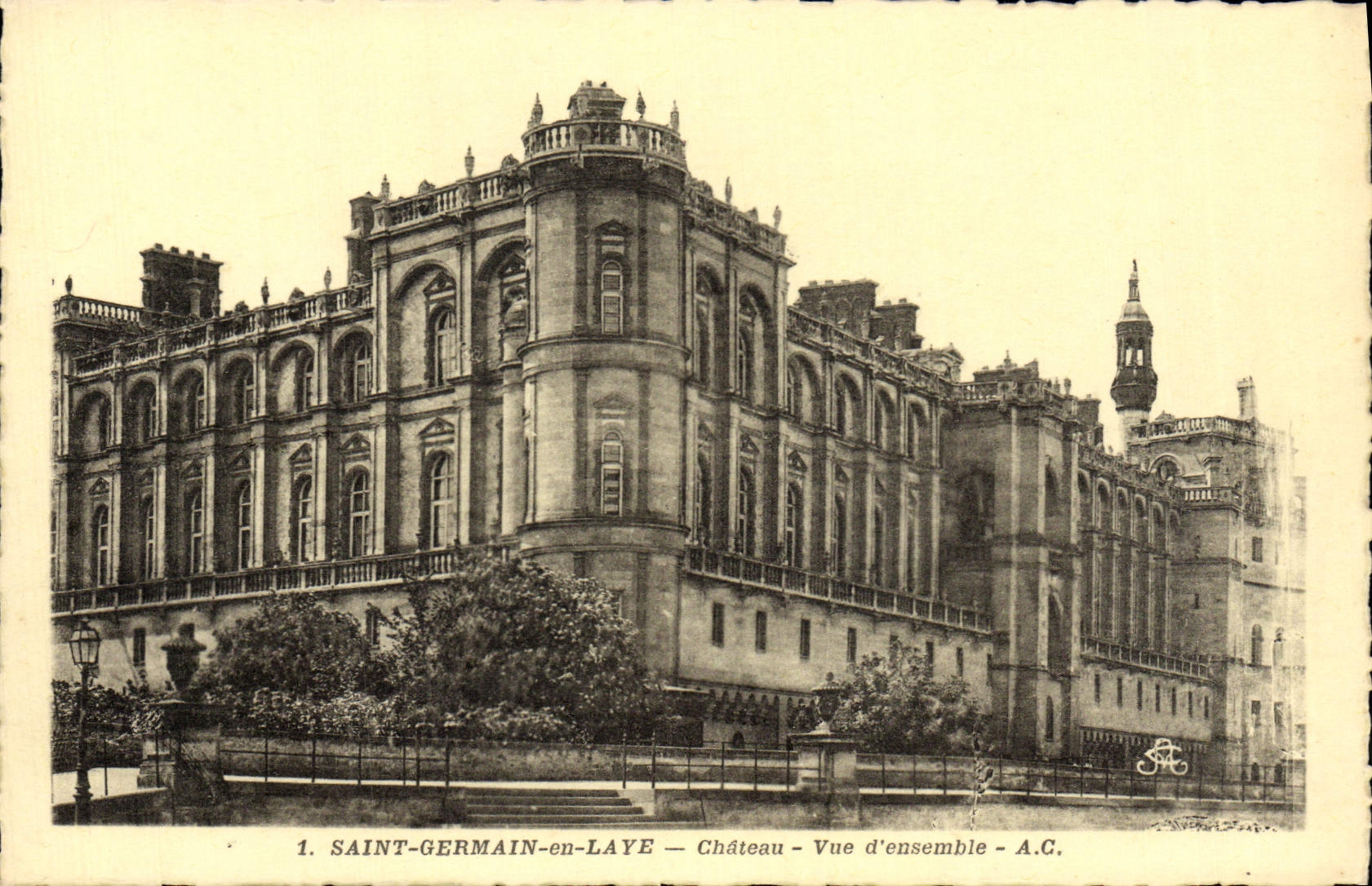 POSTAL de la VENDIMIA Saint Germain en cuadro total del castillo del martillo de Bush