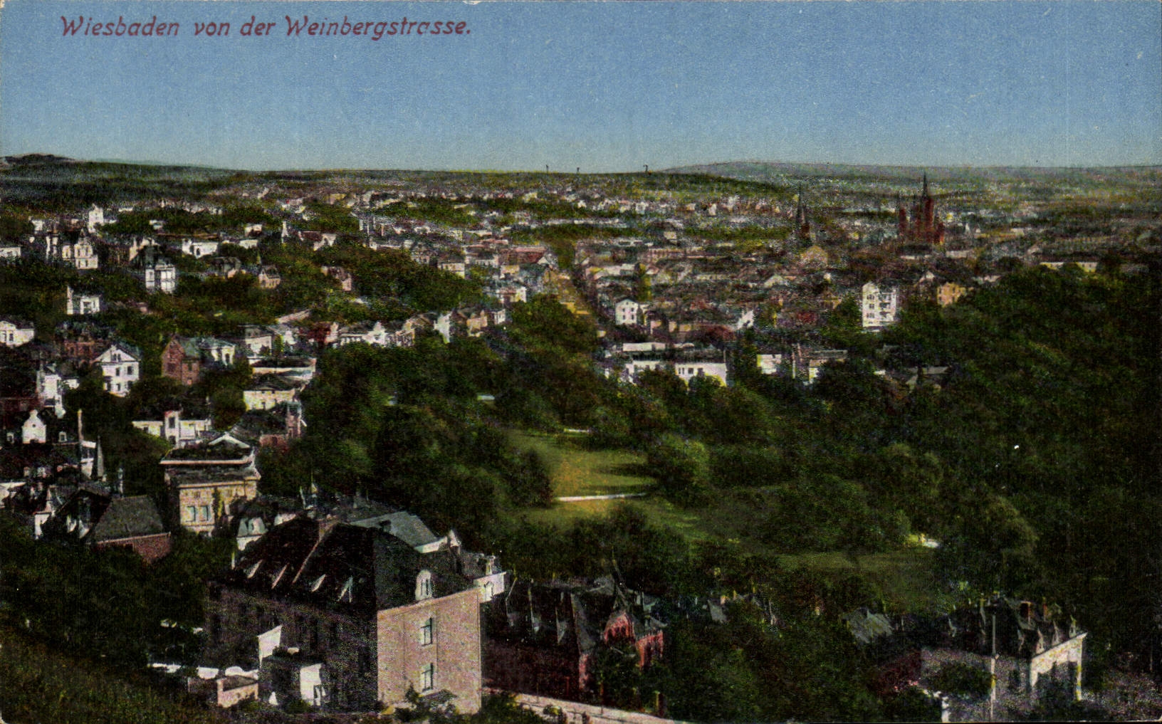 VINTAGE POSTCARD Wiesbaden von der Weinbergstresse