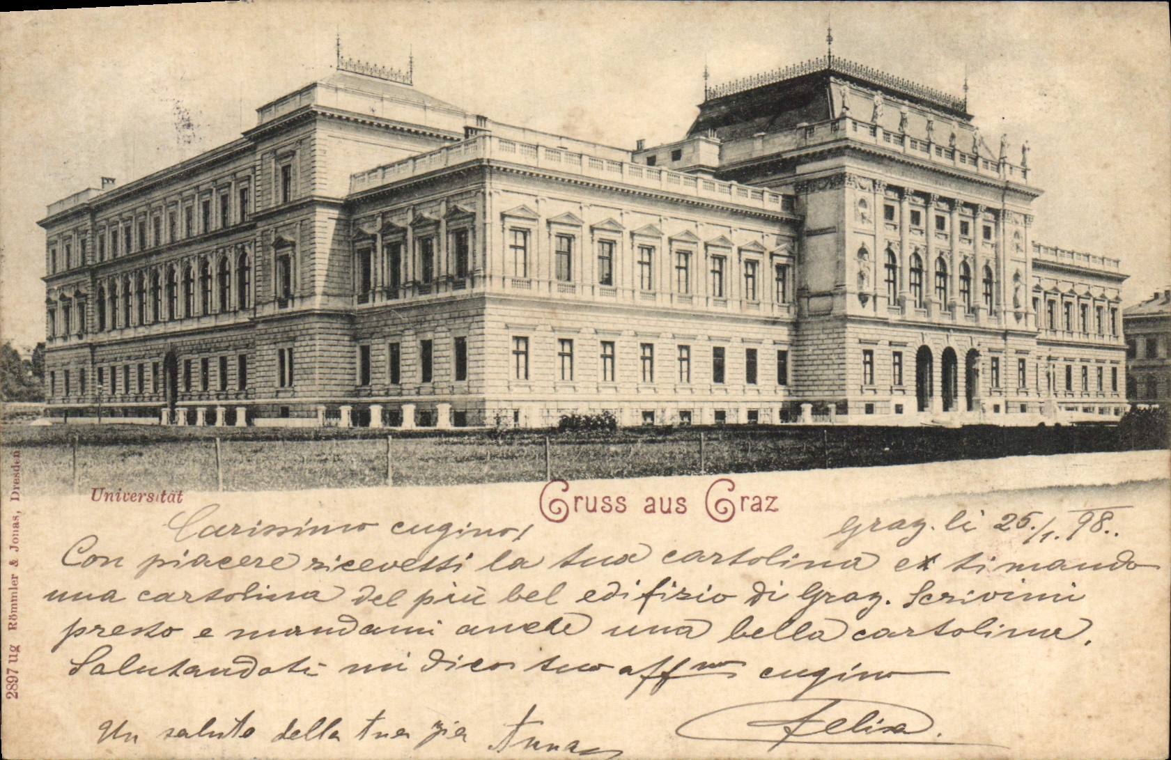 CPA Gruss aus Graz Universitat Carte 1898