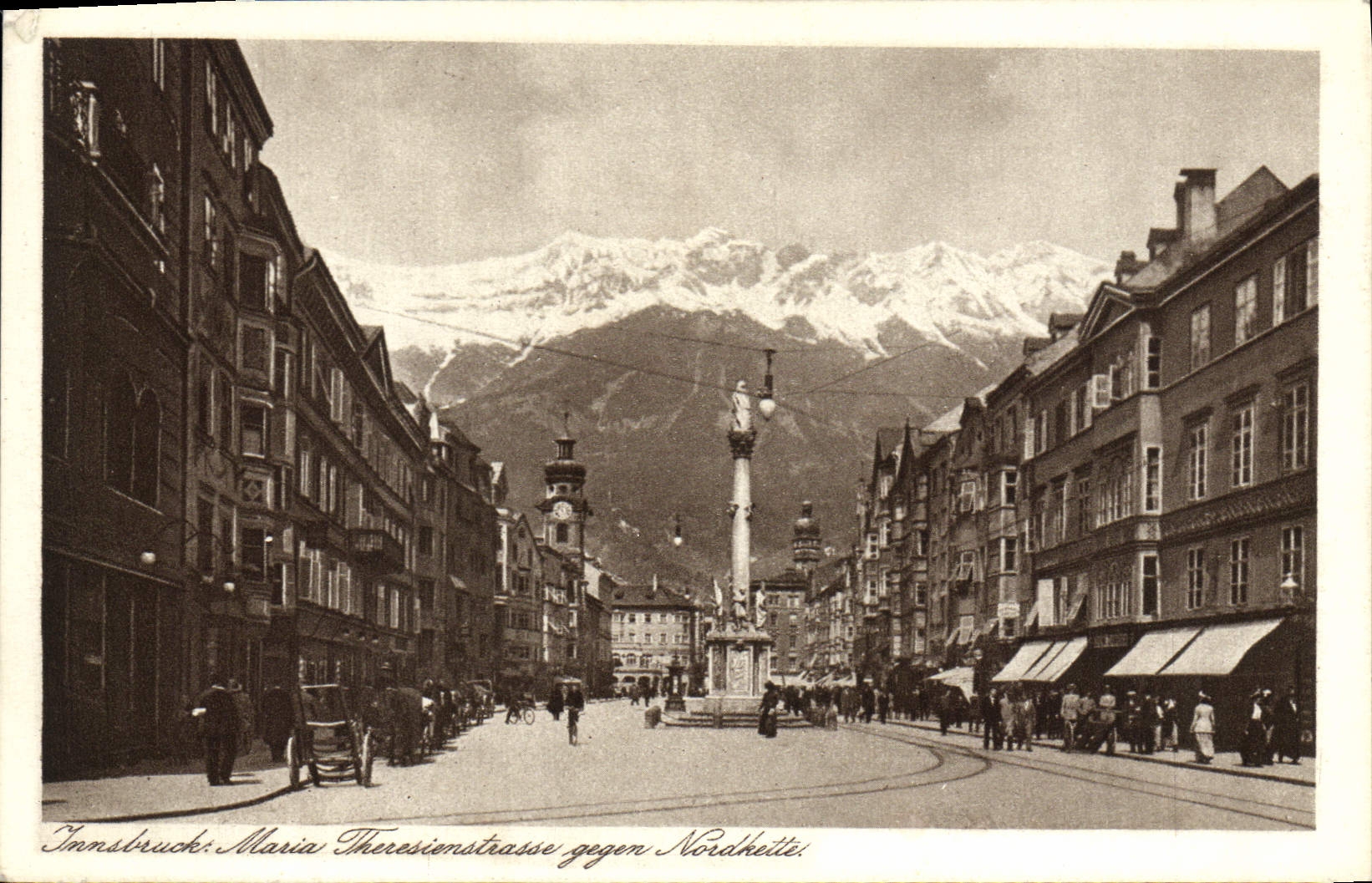 VINTAGE POSTCARD Innsbruck Maia Theresientrasse gegen Nordkette