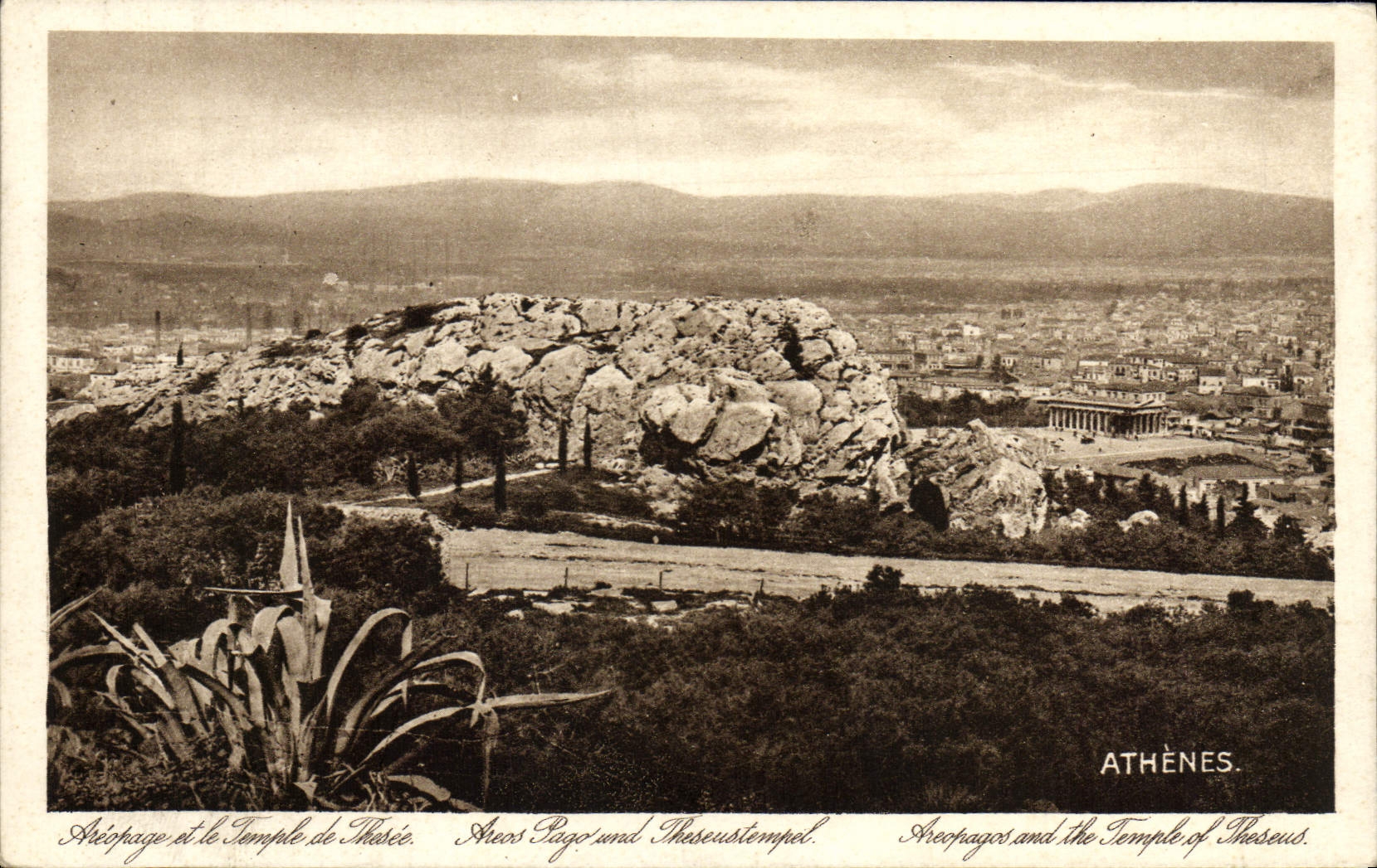 VINTAGE POSTCARD Aeopage and the temple of Thesee