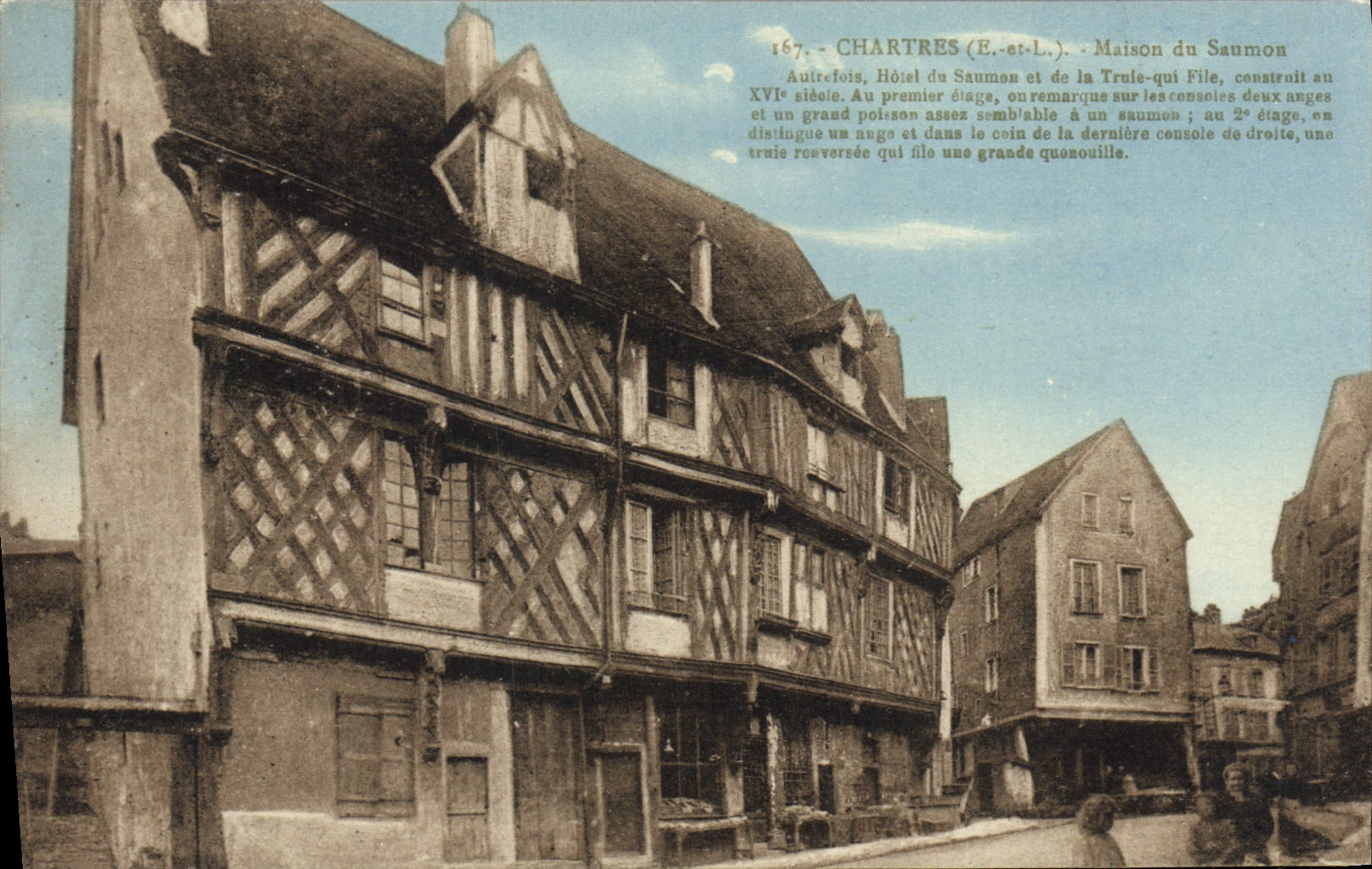 Casa de Chartres de la POSTAL de la VENDIMIA de salmones