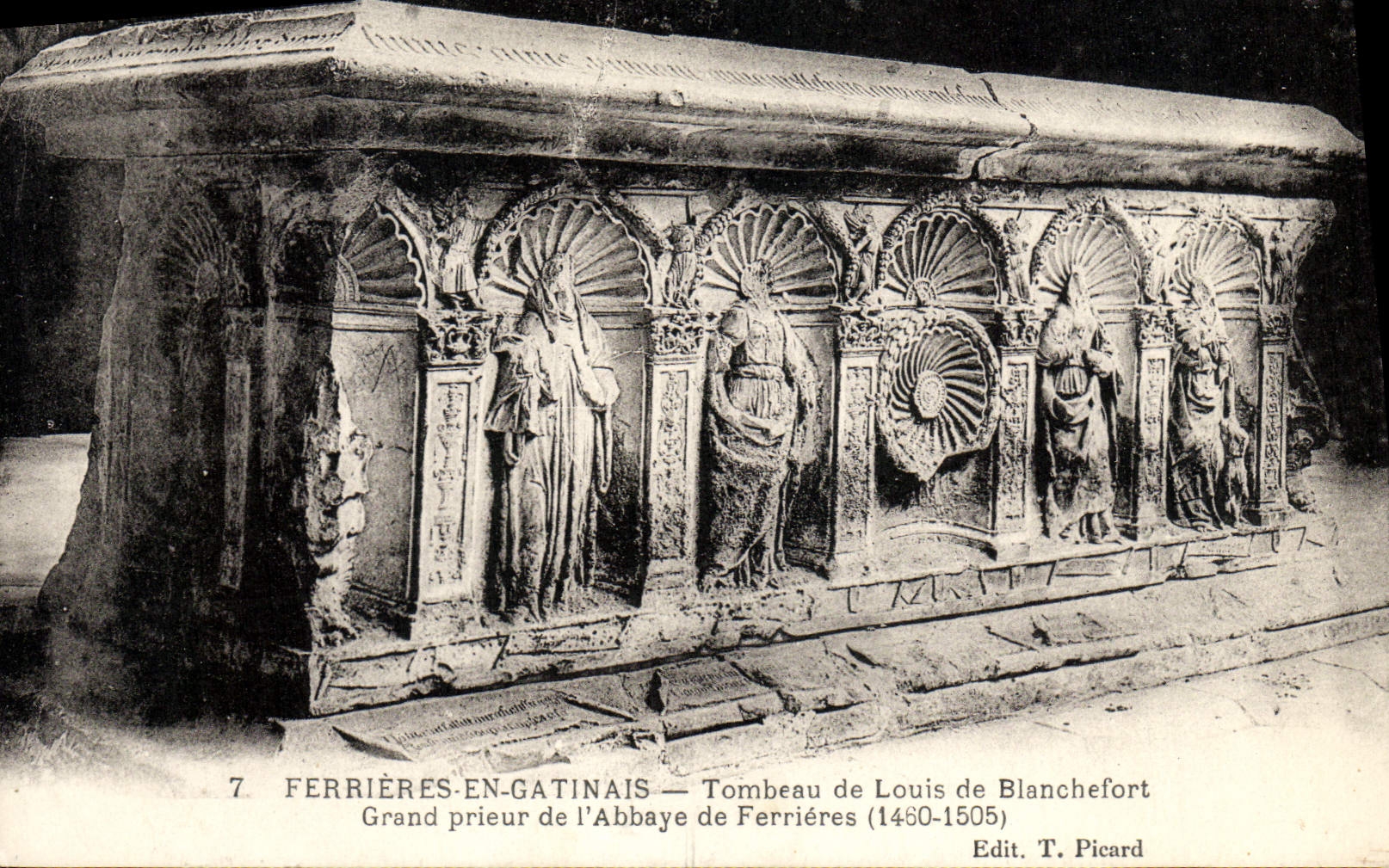 Bolsas de herramientas de la POSTAL de la VENDIMIA en la tumba de Gatinais de Louis de Blanchefort Large anteriormente de la abadía de las bolsas de herramientas