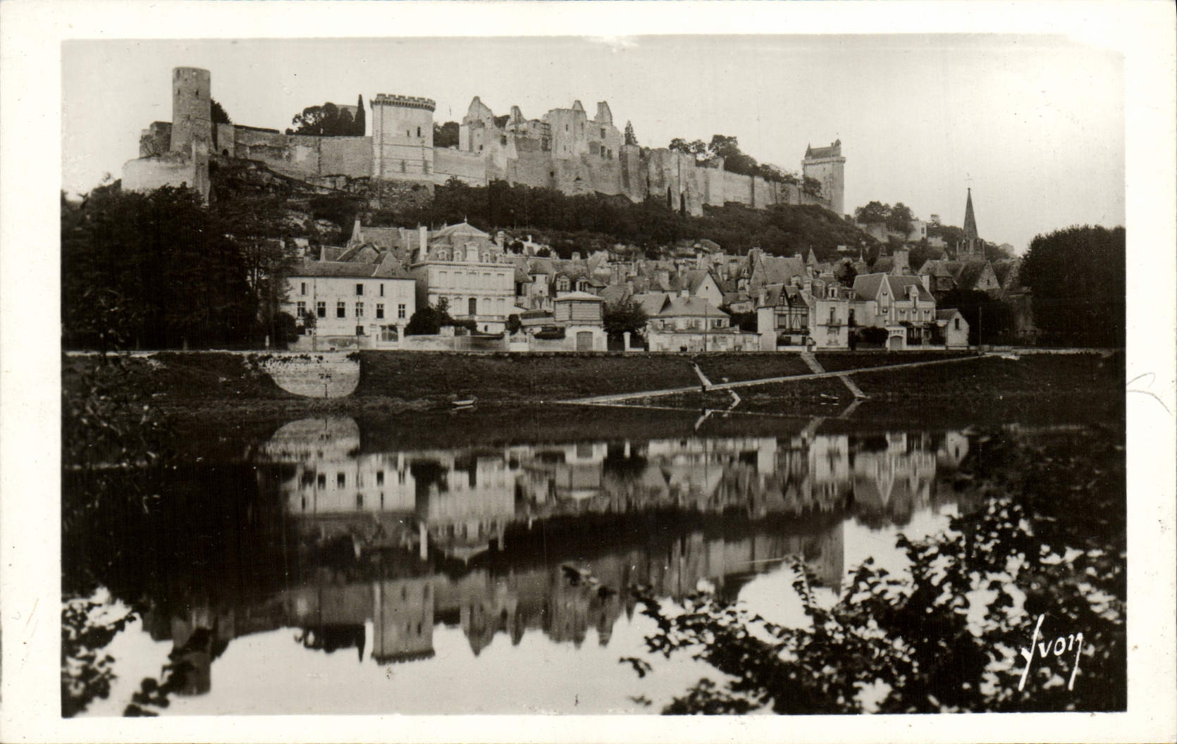 VINTAGE POSTCARD Chinon the castle seen of the edges of Vienna