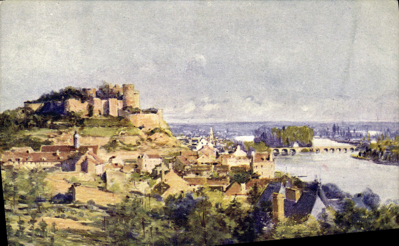 VINTAGE POSTCARD Chinon Panorama