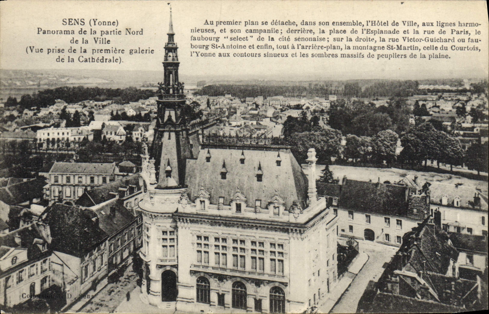 De la VENDIMIA de la POSTAL panorama Sens de las partes norteñas de la ciudad