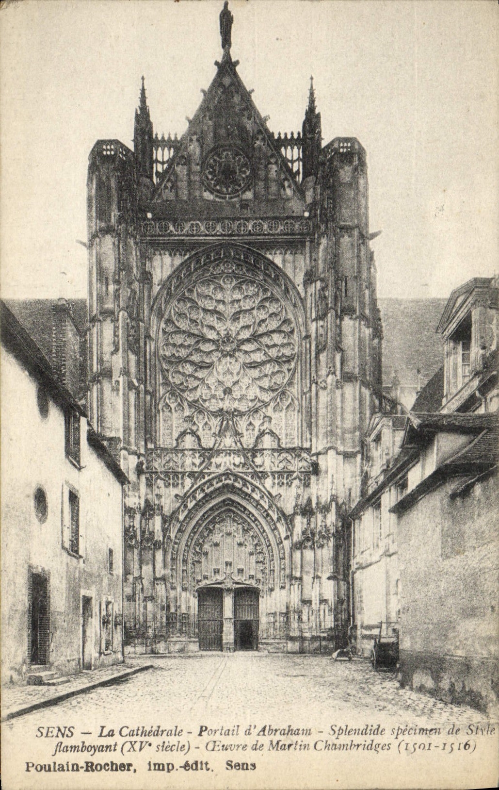 POSTAL de la VENDIMIA Sens la puerta de la catedral de Abraham