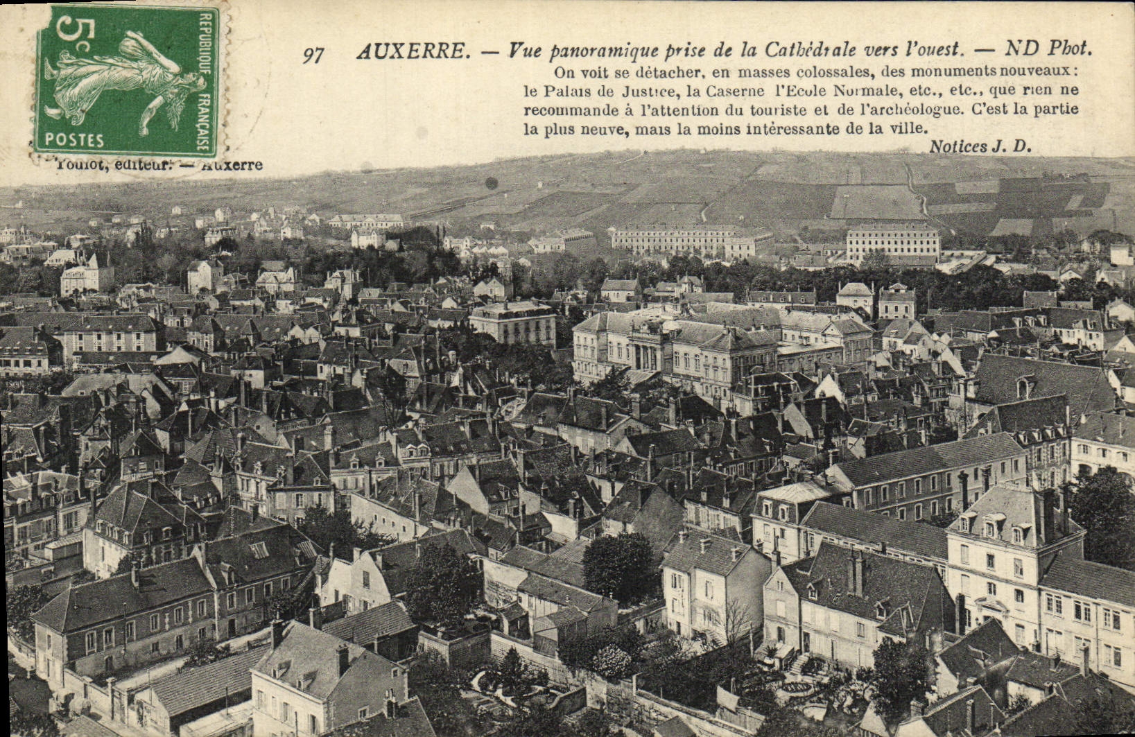 CPA Auxerre Vue Panoramique Prise de la Cathedrale Vers l'Ouest