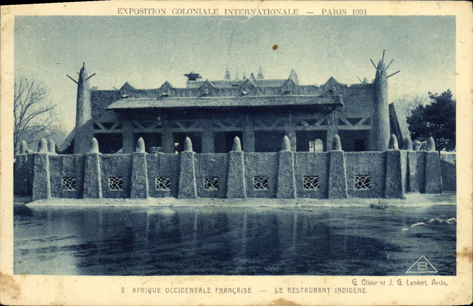 VINTAGE POSTCARD Fair Colonial International Paris 1931 French Western Africa the restaurant