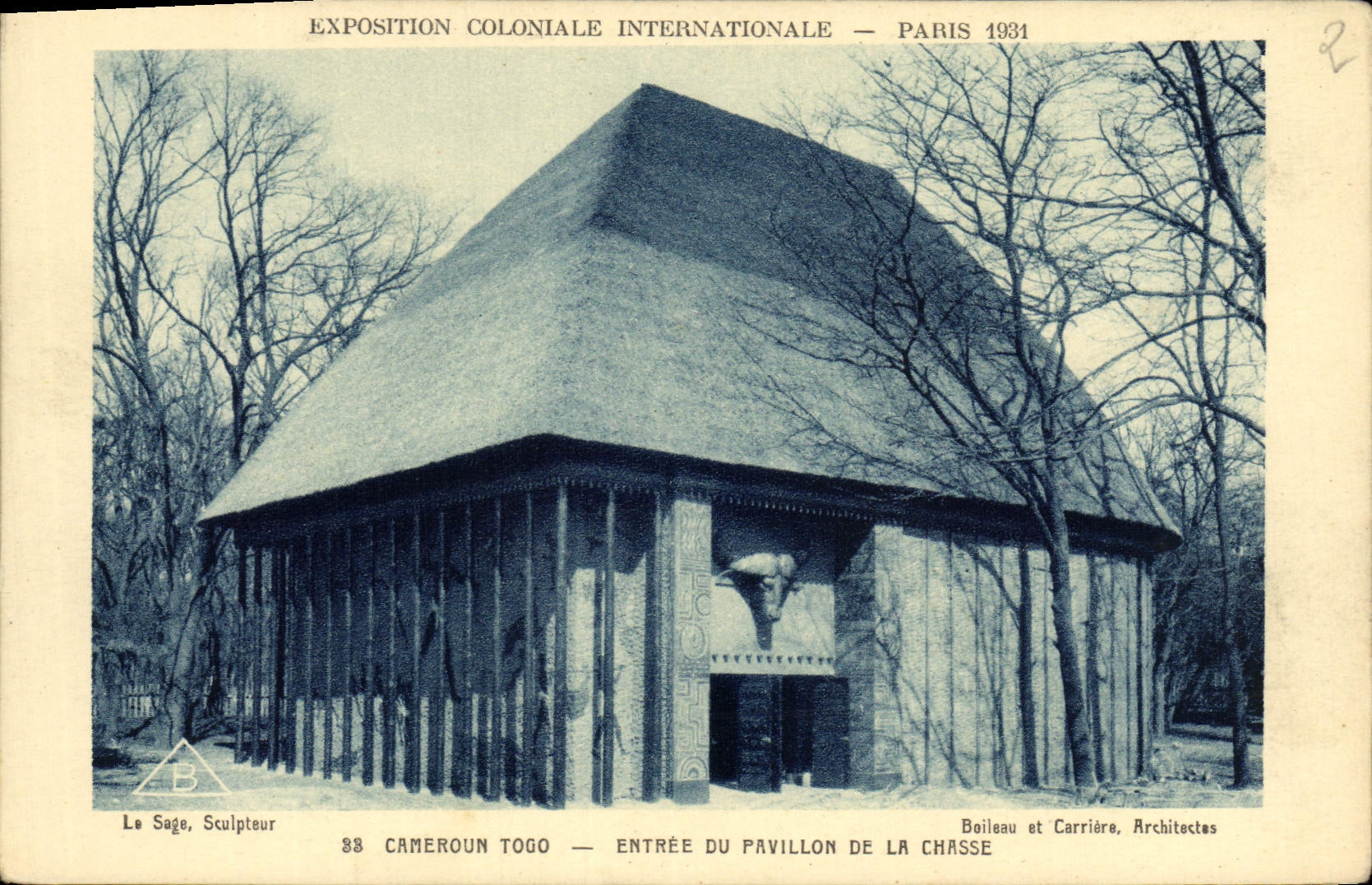 VINTAGE POSTCARD Exposition Colonial International Paris 1931 Cameroun Togo Entree of the Al house drives out