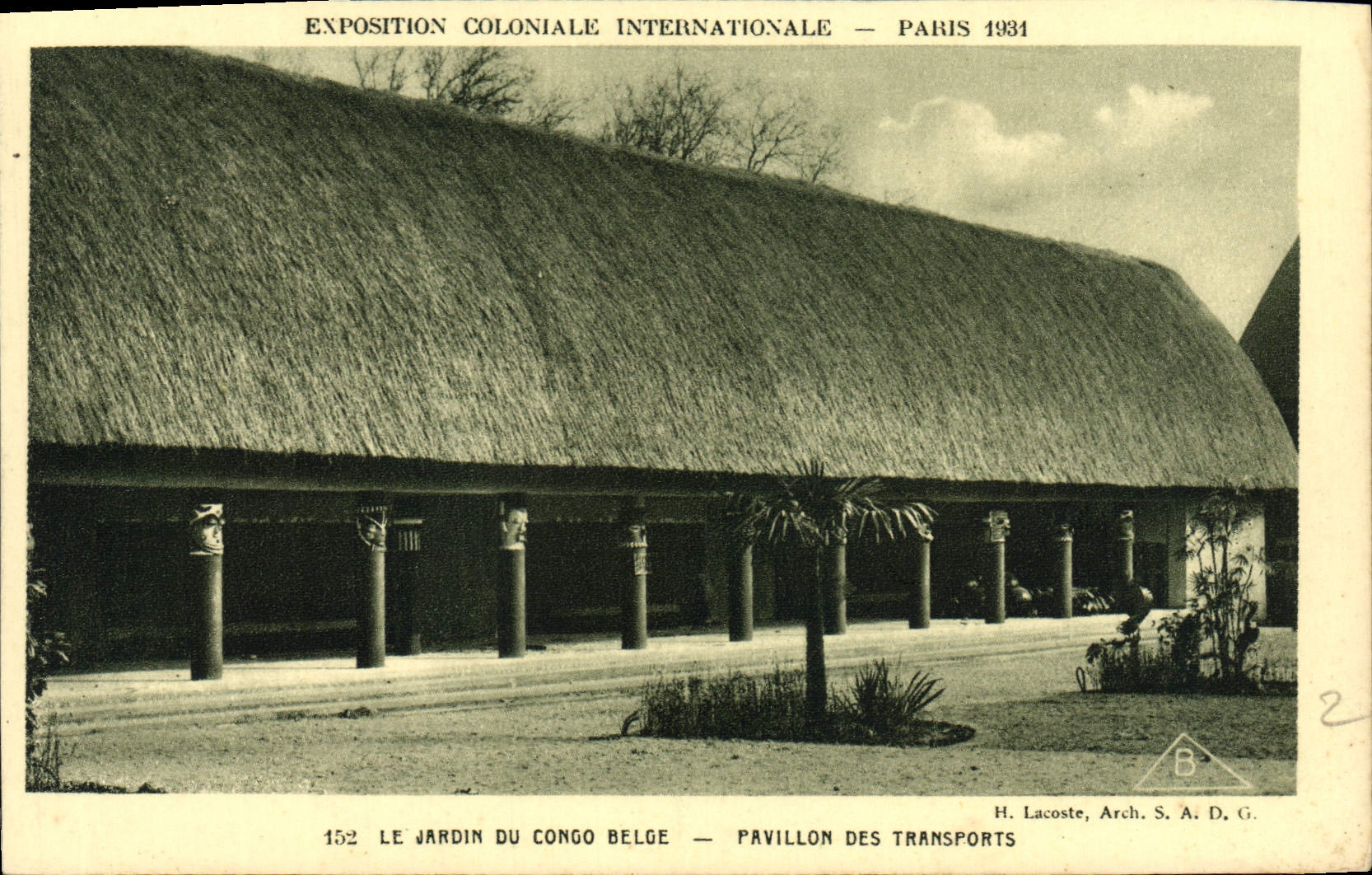 VINTAGE POSTCARD Fair Colonial International Paris 1931 Belgian Congo House of Transport