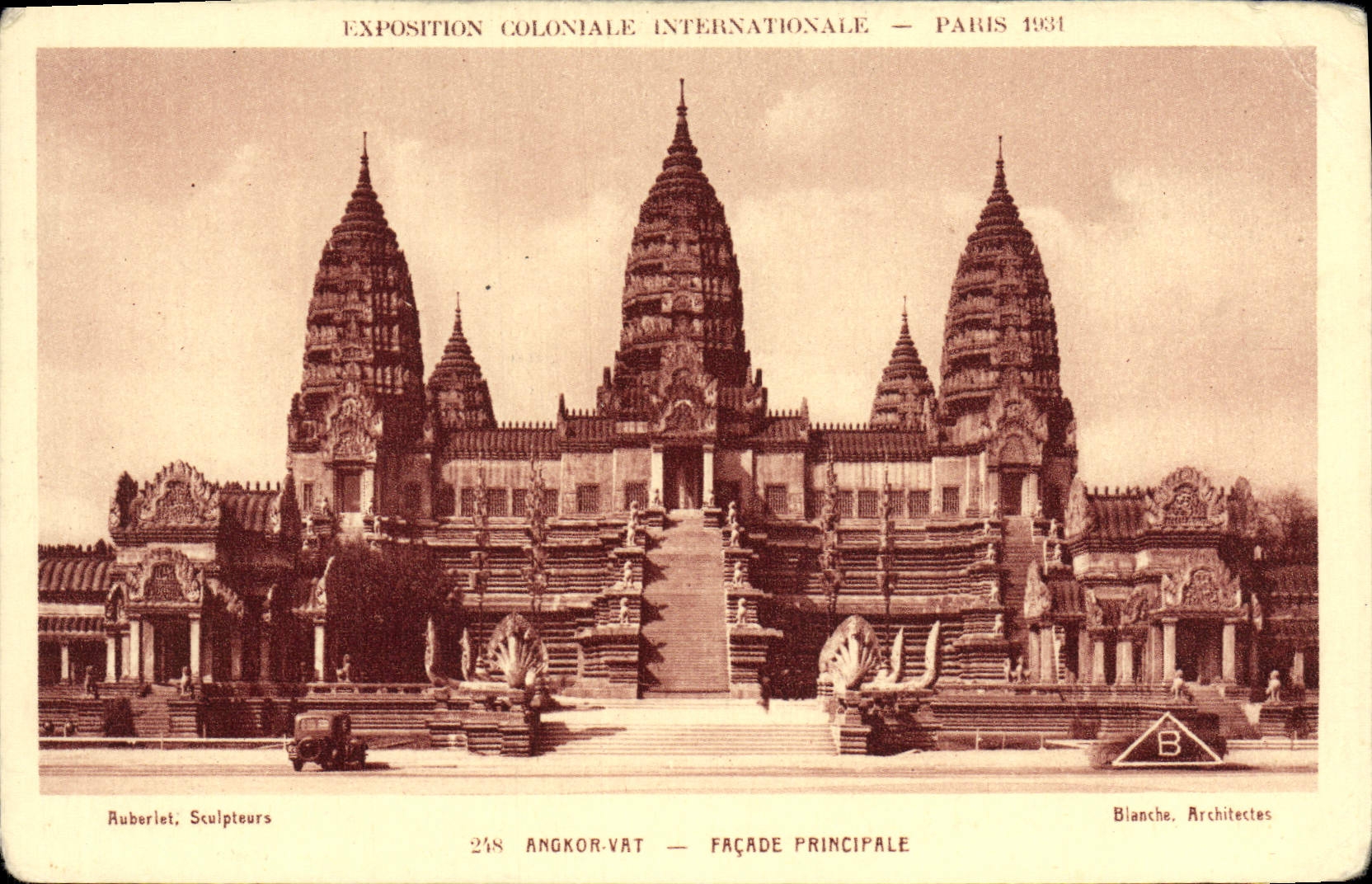 VINTAGE POSTCARD Fair Colonial International Paris 1931 Angkor Vat principal Frontage