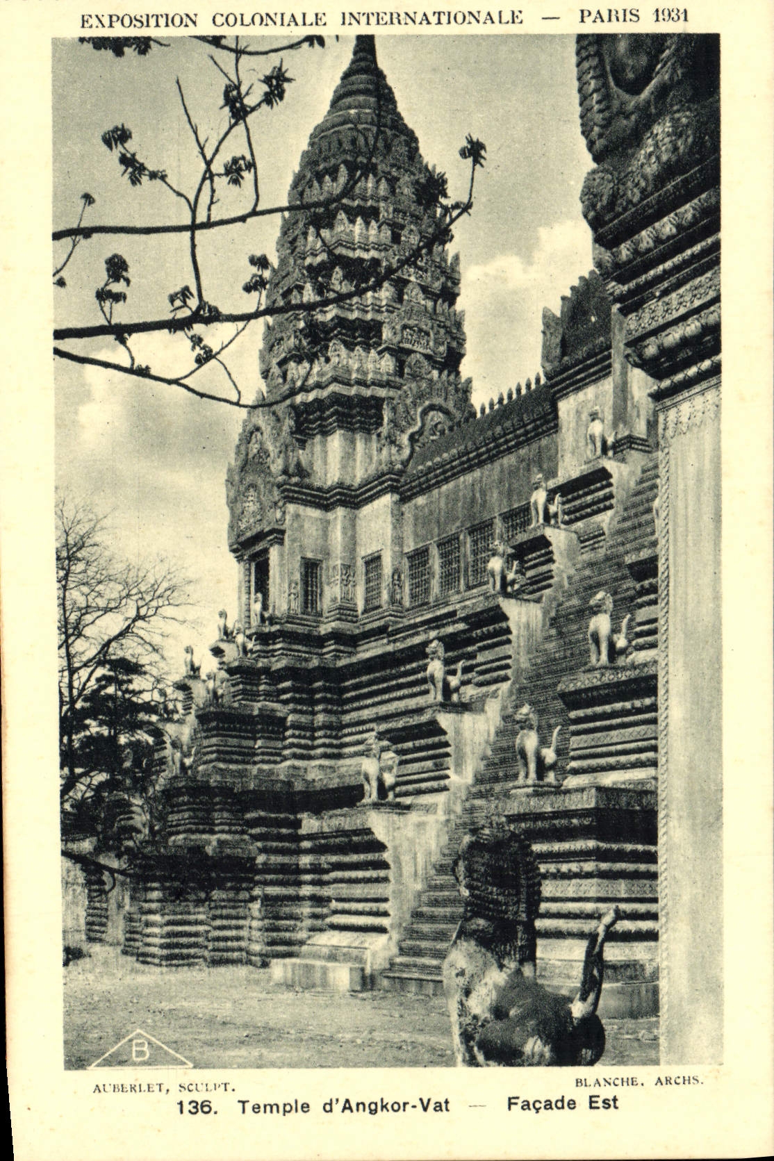 VINTAGE POSTCARD Exposition Colonial International Paris 1931 Temple d' Angkor Vat Facade Is