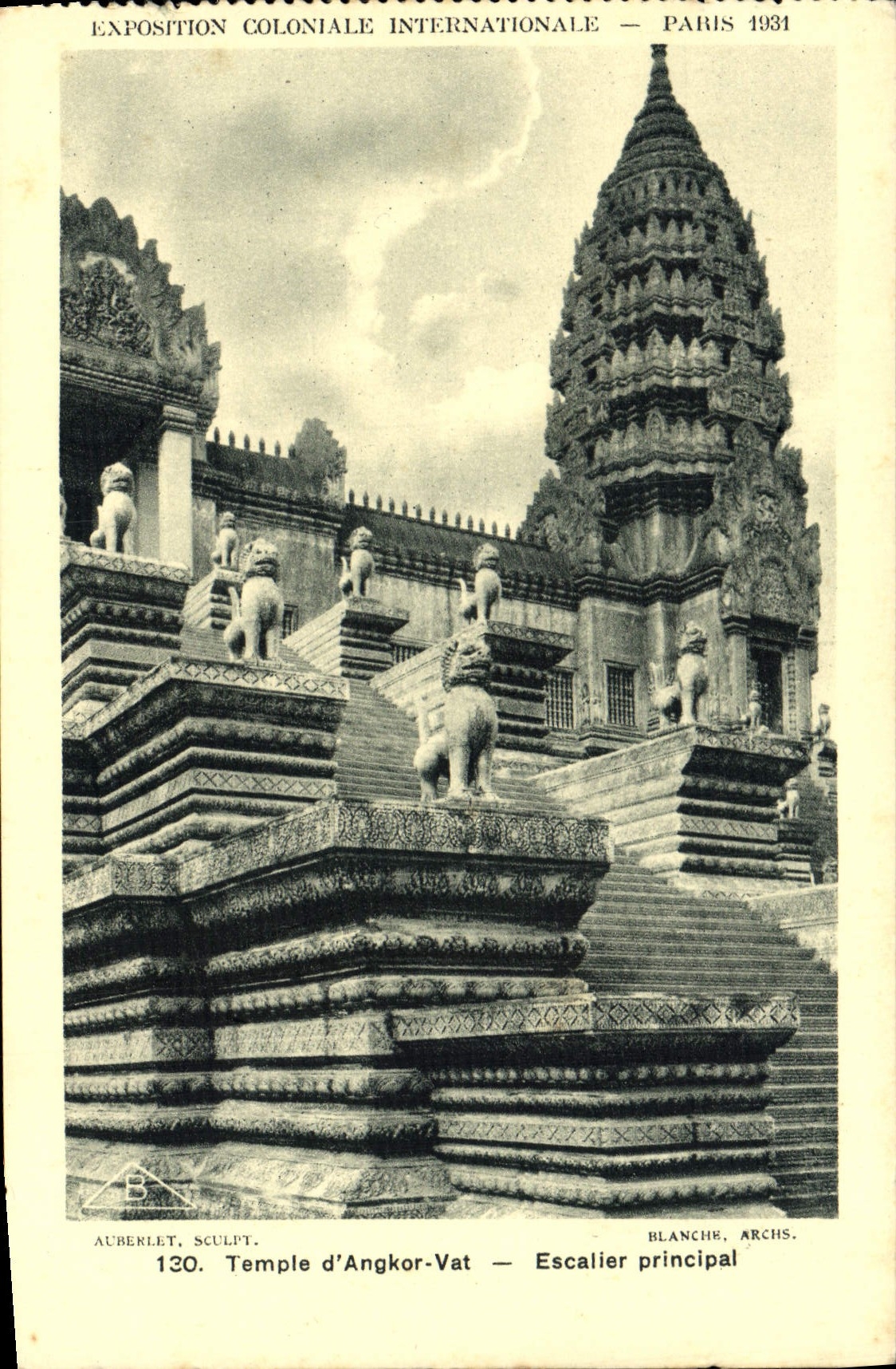 VINTAGE POSTCARD Fair Colonial International Paris 1931 Temple d' Angkor Vat Staircase principal