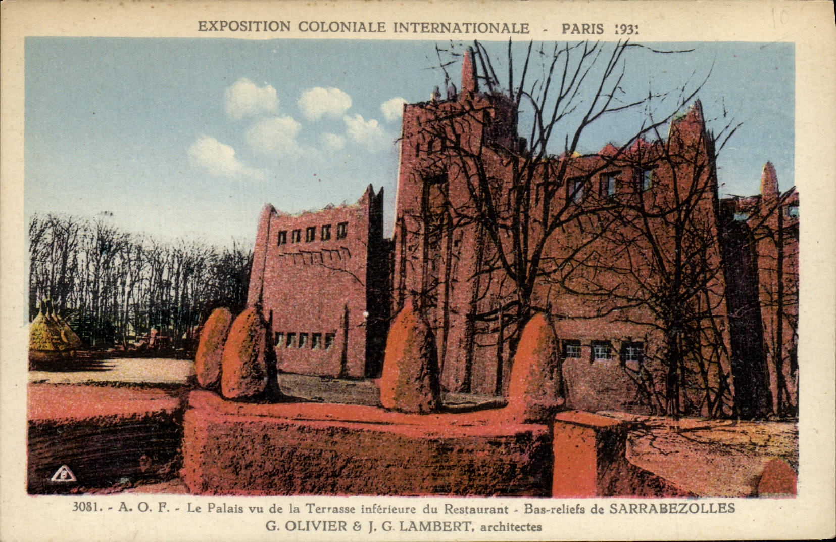 CPA Exposition Coloniale Internationale Paris 1931 AOF Le palais vu de la terrasse inferieure du restaurant Sarrabezolle