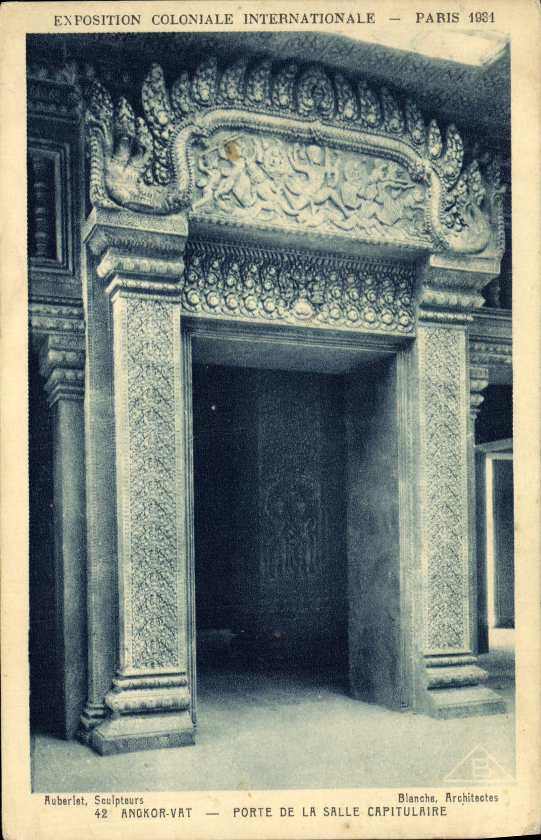 CPA Exposition Coloniale Internationale Paris 1931 Angkor Vat Porte de la salle capitulaire