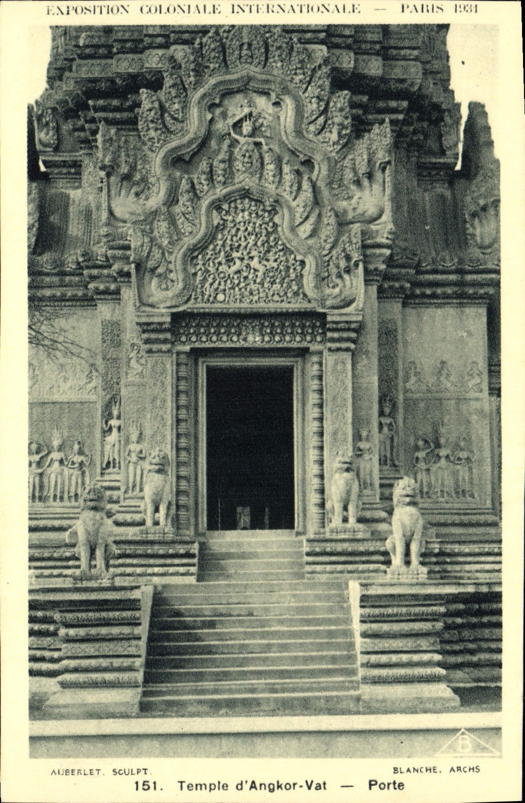VINTAGE POSTCARD Exposition Colonial International Paris 1931 Temple d' Angkor Vat Carries