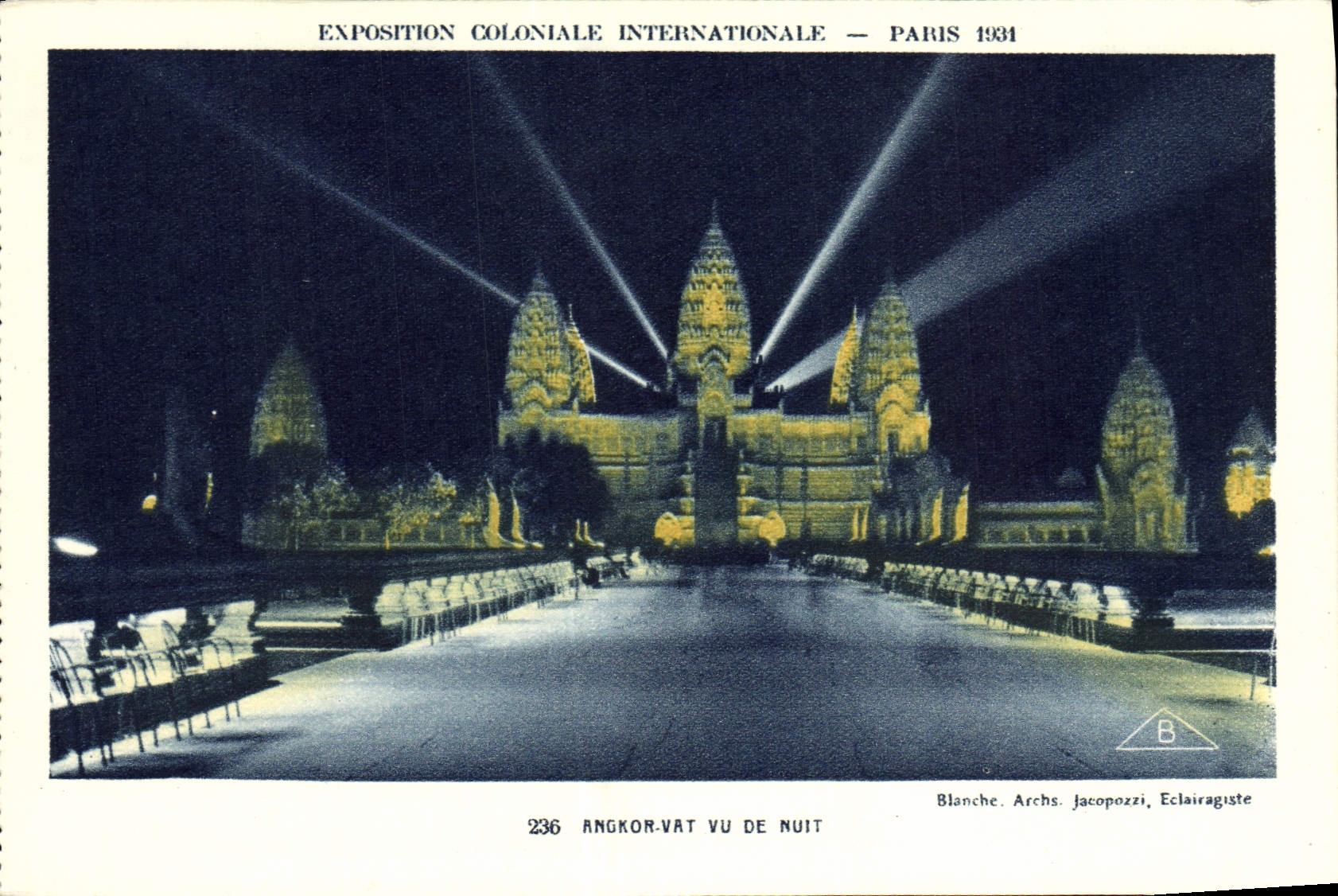 VINTAGE POSTCARD Fair Colonial International Of Paris Angkor Vat Seen Of Night