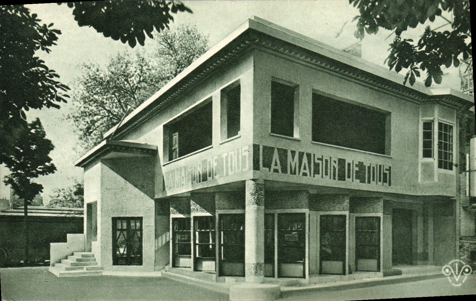 Exposición internacional de la POSTAL de la VENDIMIA de los artes decorativos París la casa de todos en la aldea francesa