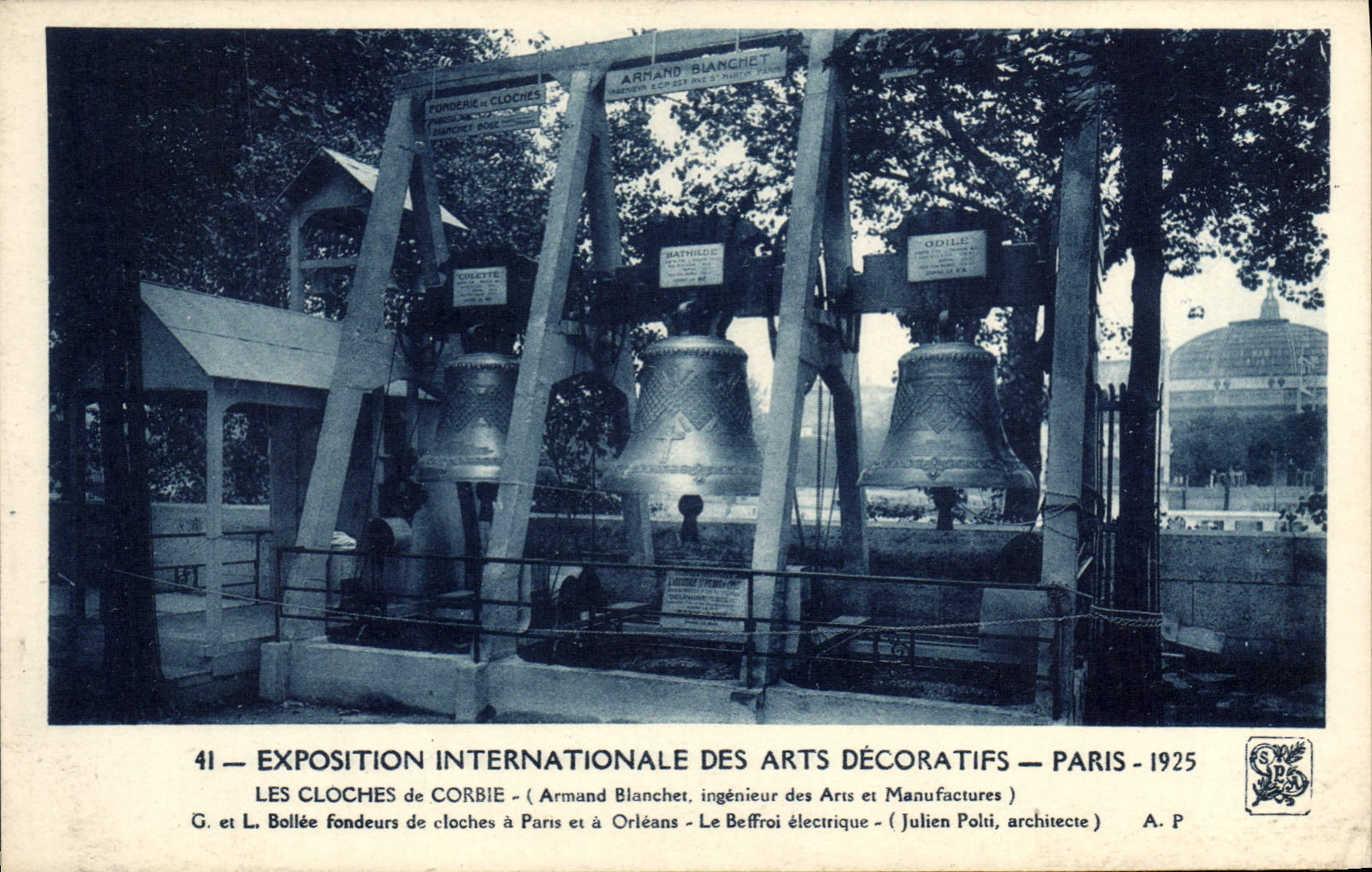 Exposición internacional de París de la POSTAL de la VENDIMIA de artes decorativos 1925 Belces de Corbie