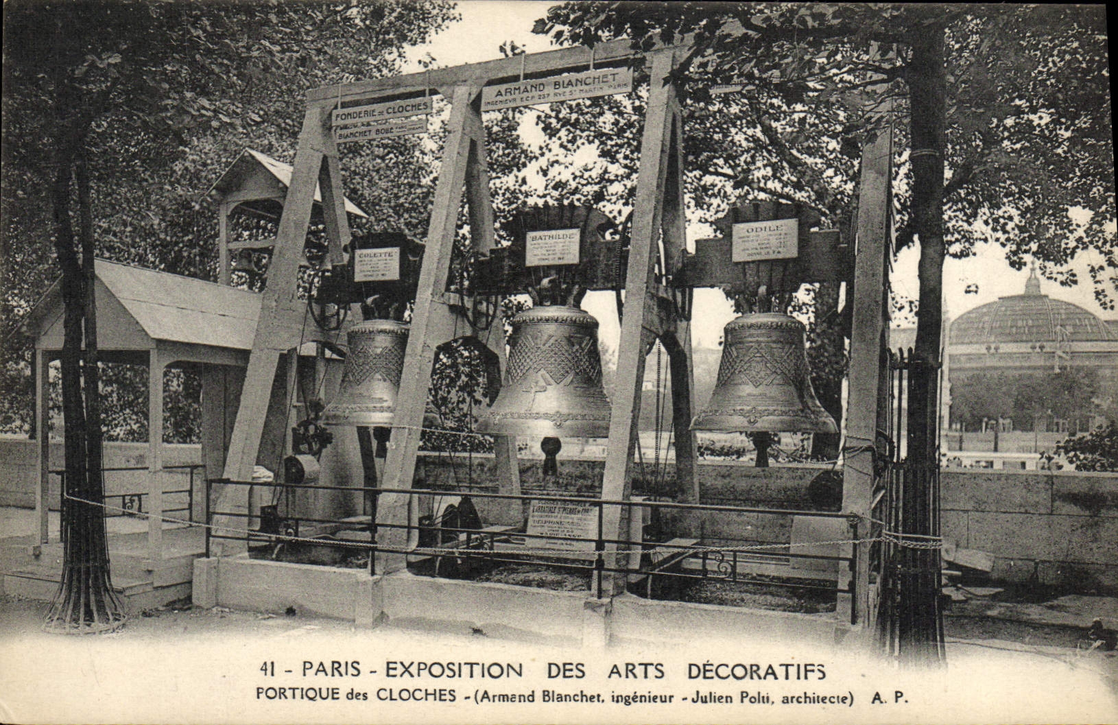 Exposición internacional de París de la POSTAL de la VENDIMIA del pórtico decorativo 1925 de los artes de las Belces