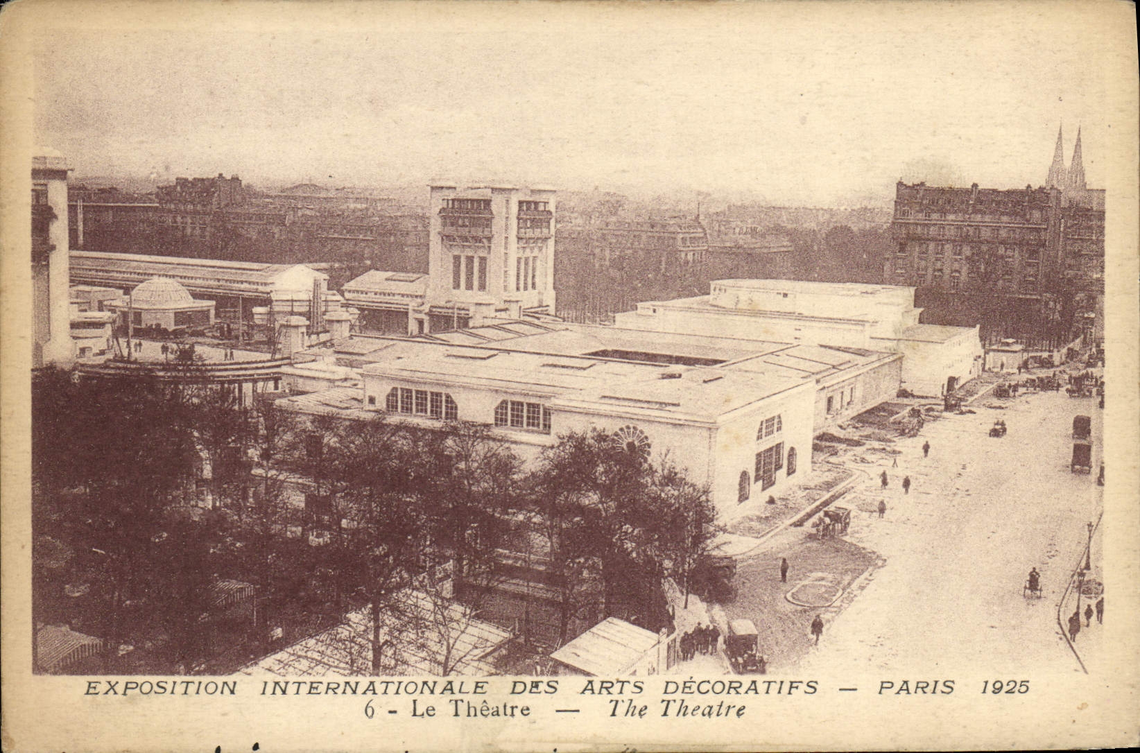 Exposición internacional de París de la POSTAL de la VENDIMIA de los artes decorativos 1925 el teatro