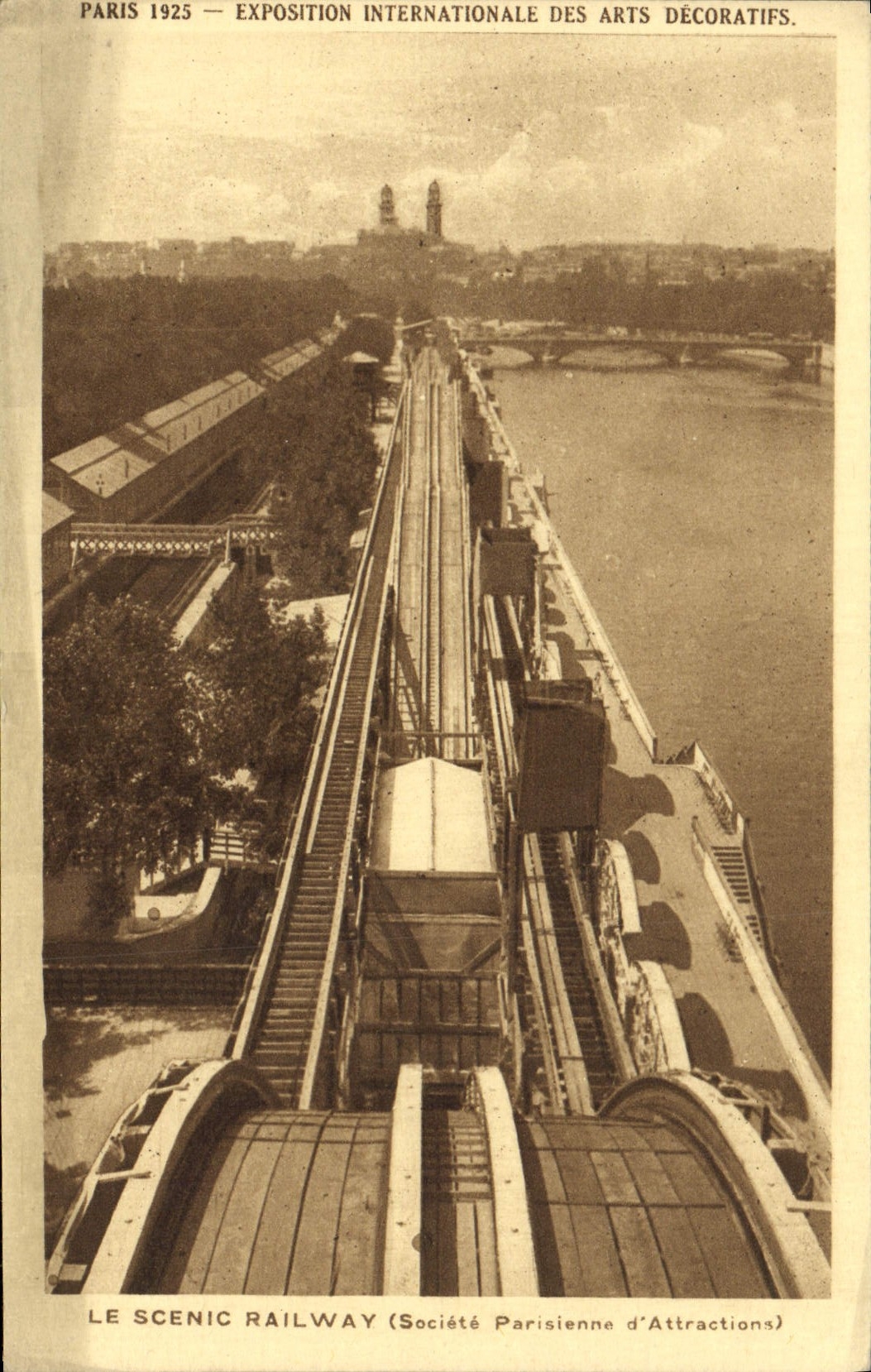 Exposición internacional de París de la POSTAL de la VENDIMIA del tren decorativo del ferrocarril escénico de los artes