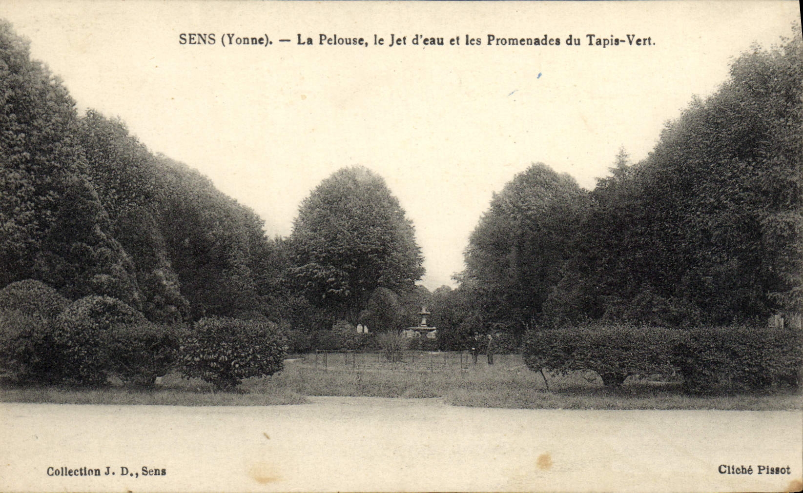 CPA Sens La Pelouse Le Jet D'Eau Les Promenades Du Tapis Vert