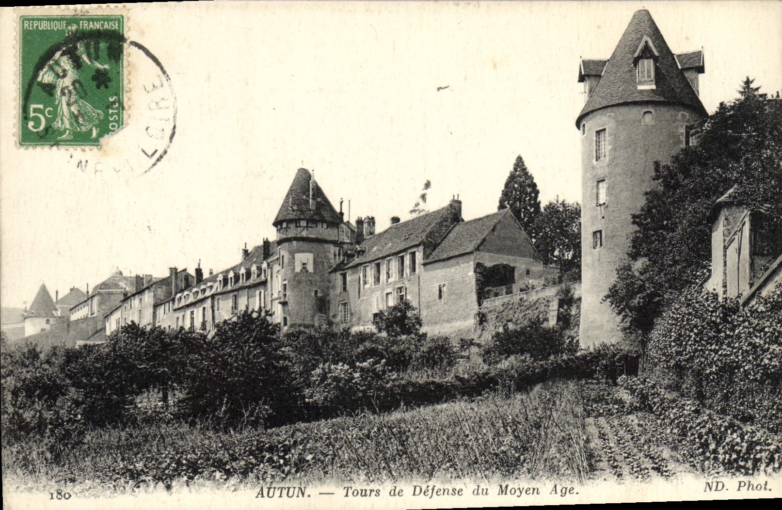 VINTAGE POSTCARD Autun Defensive towers Of the Middle Ages