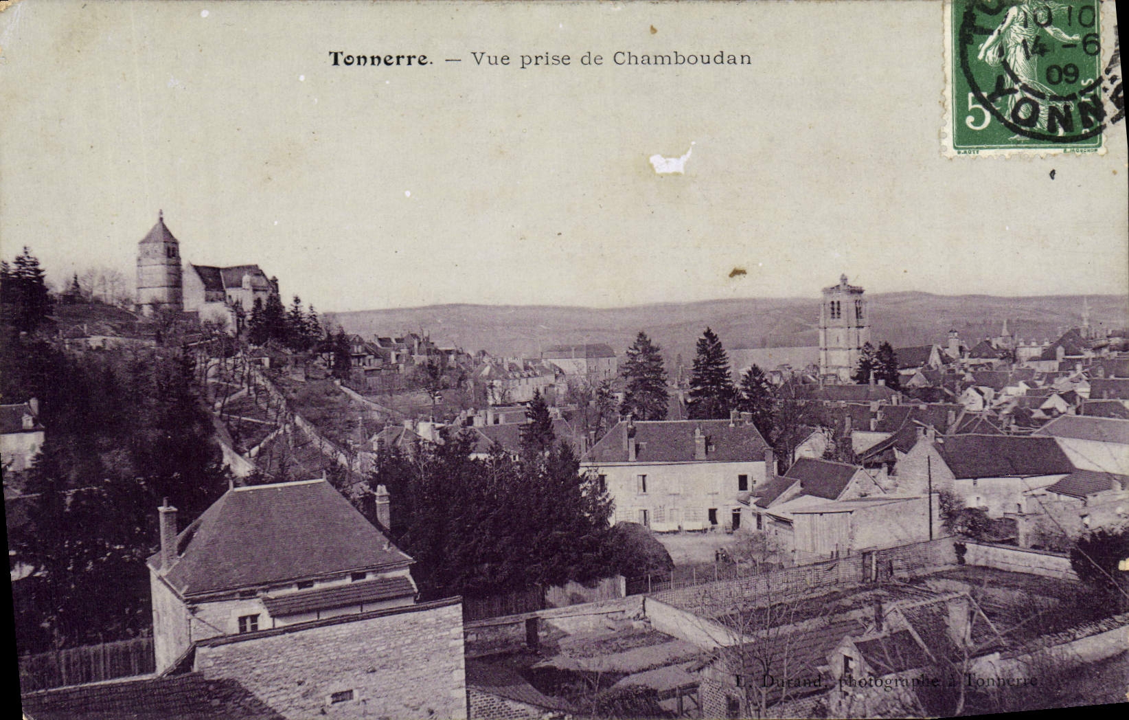 VINTAGE POSTCARD Tonnere Seen from De Chamboudan