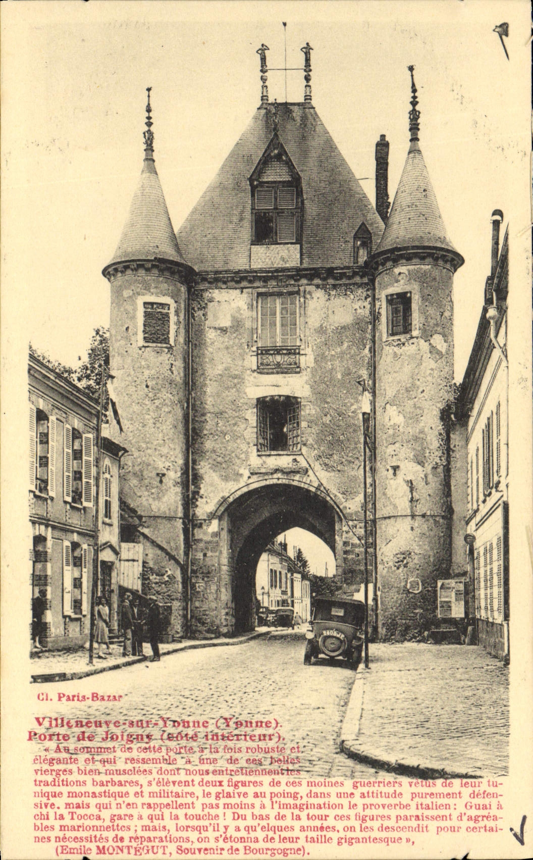VINTAGE POSTCARD Villeneuve On Yonne Carries De interior Joigny Cote