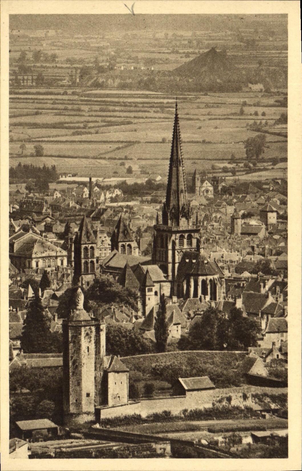VINTAGE POSTCARD Ancient Autun the Cathedral Lazare Saint the Tower Of the Ursulines And the Center Of the City