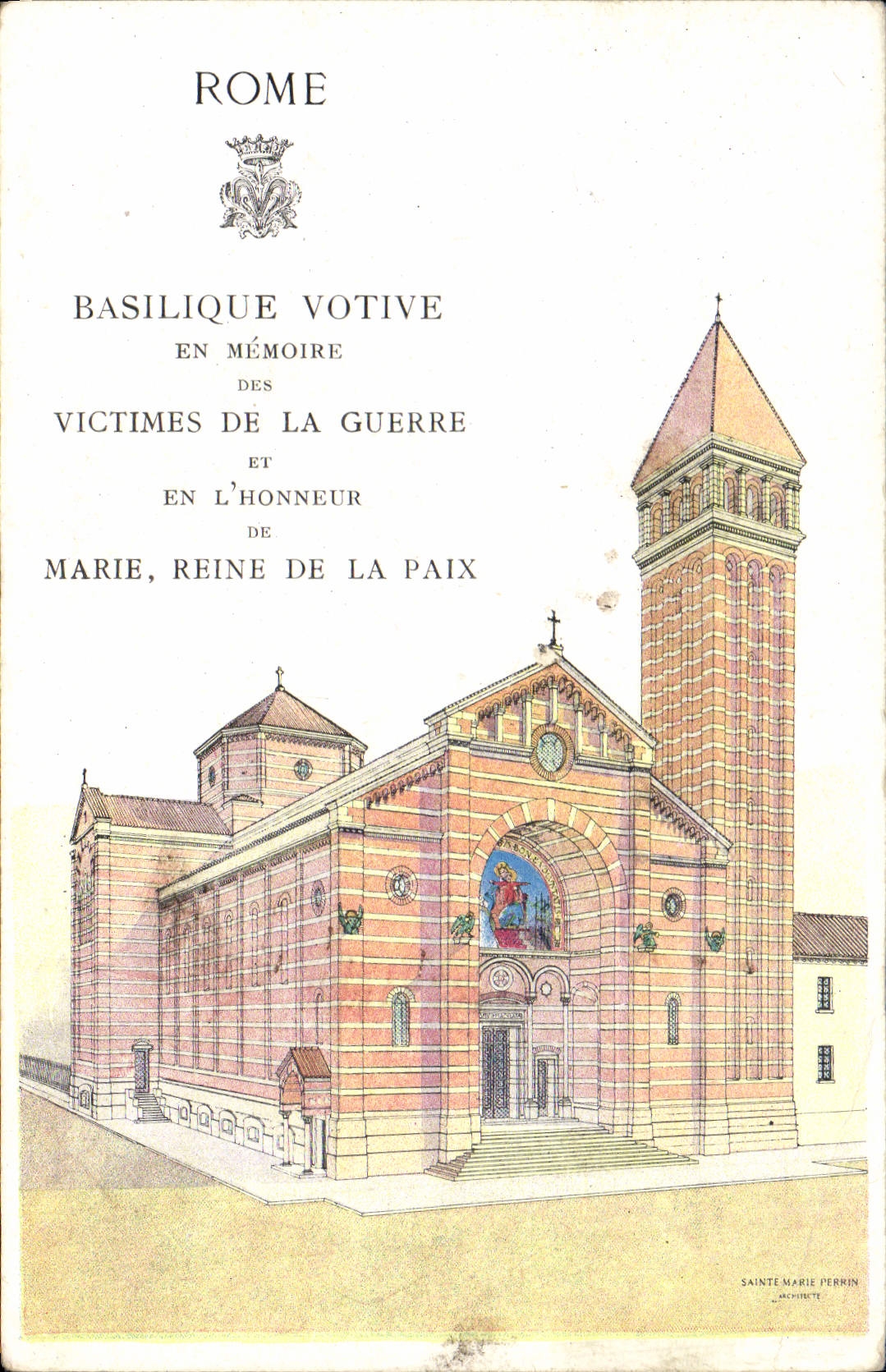 Basílica votiva de Roma de la POSTAL de la VENDIMIA en las víctimas de la memoria de la guerra