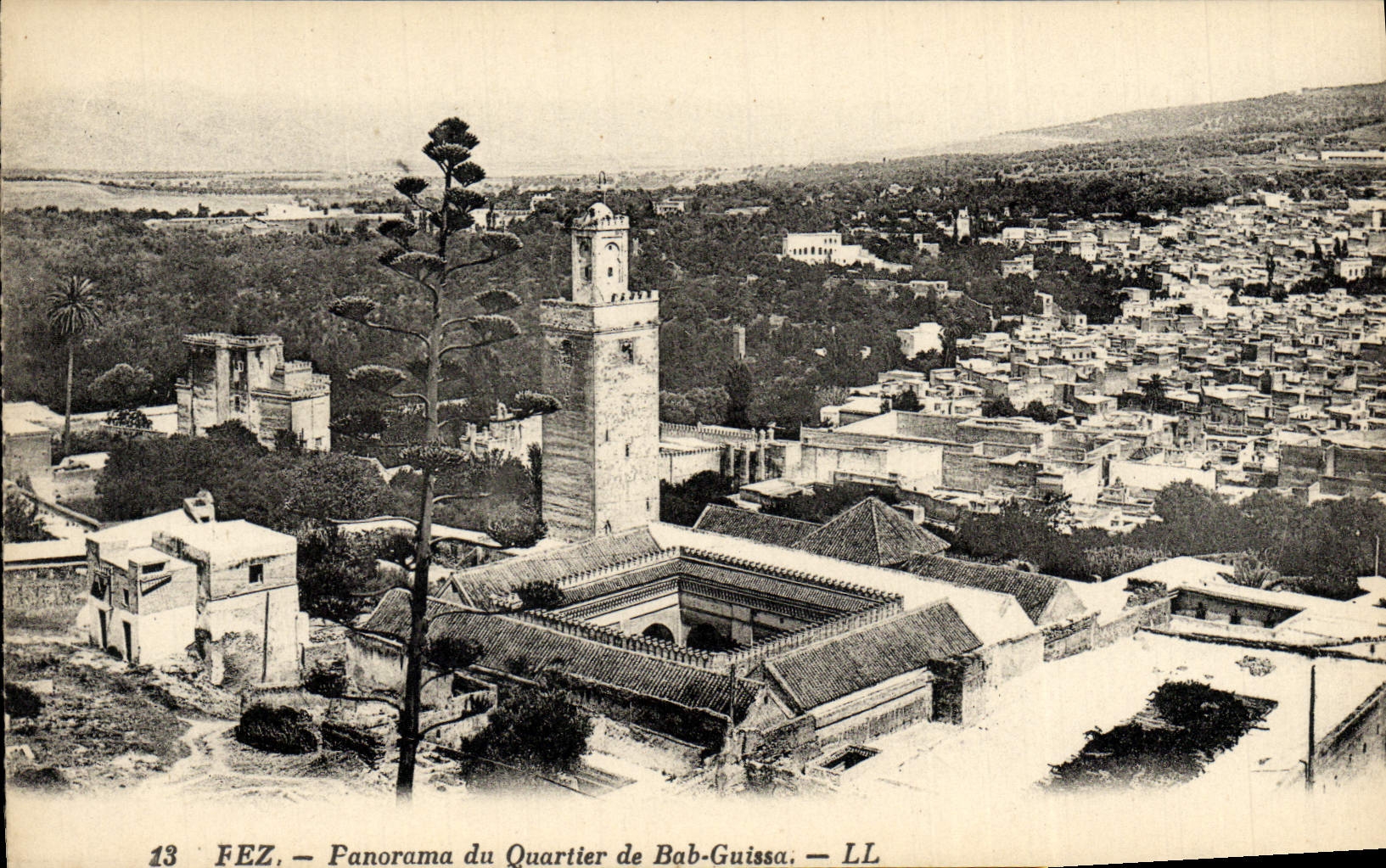 Panorama de Fes de la POSTAL de la VENDIMIA del districto De Bab Guissa