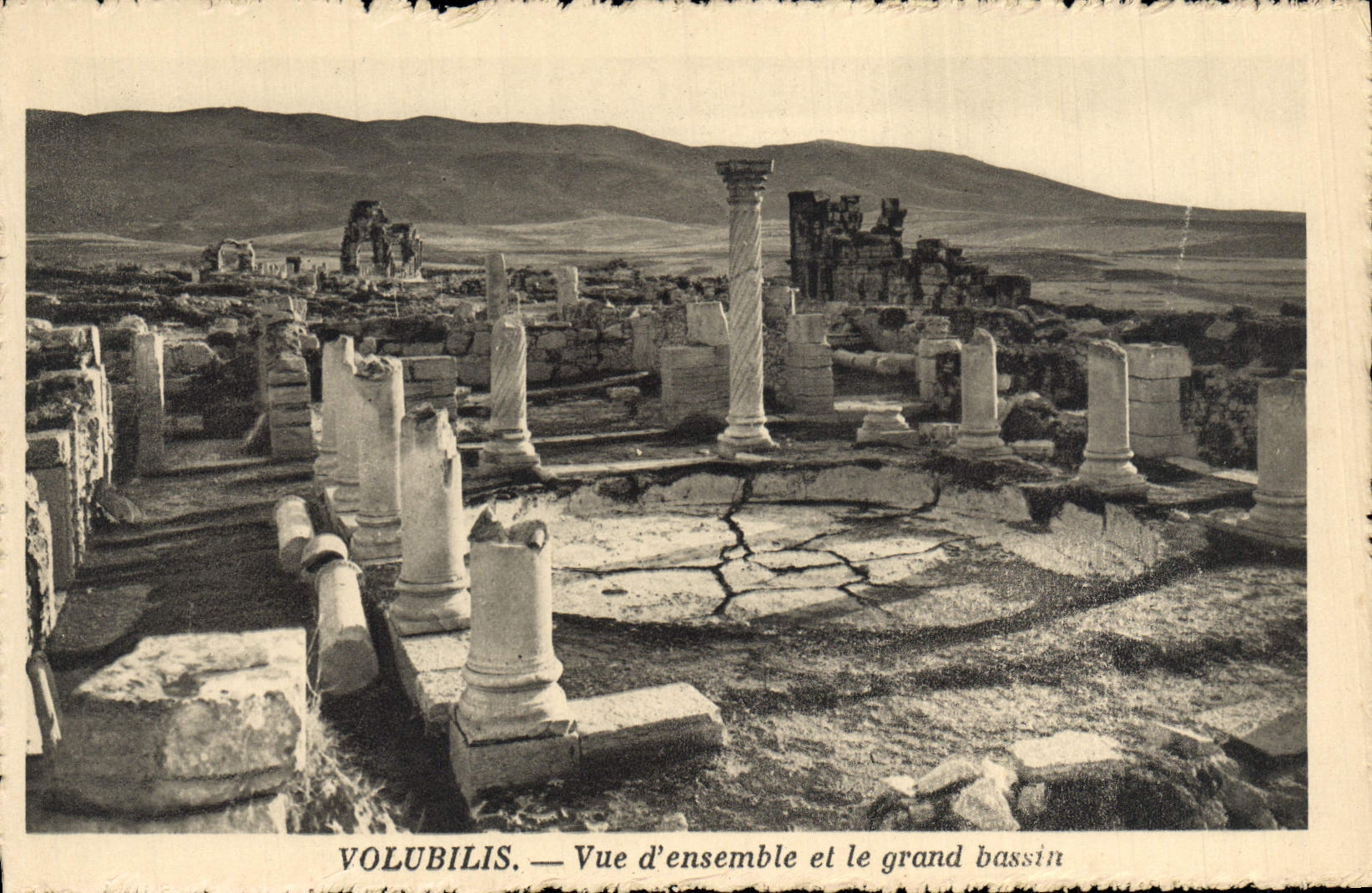 VINTAGE POSTCARD Volubilis Overall picture And the Large Basin