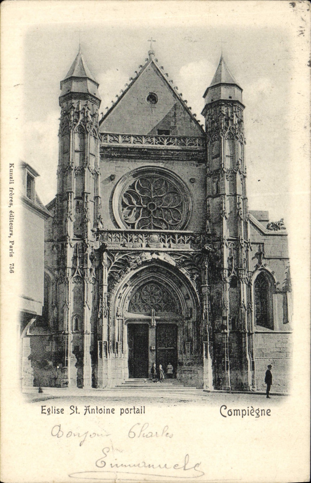CPA Eglise St Antoine Portail Compigne