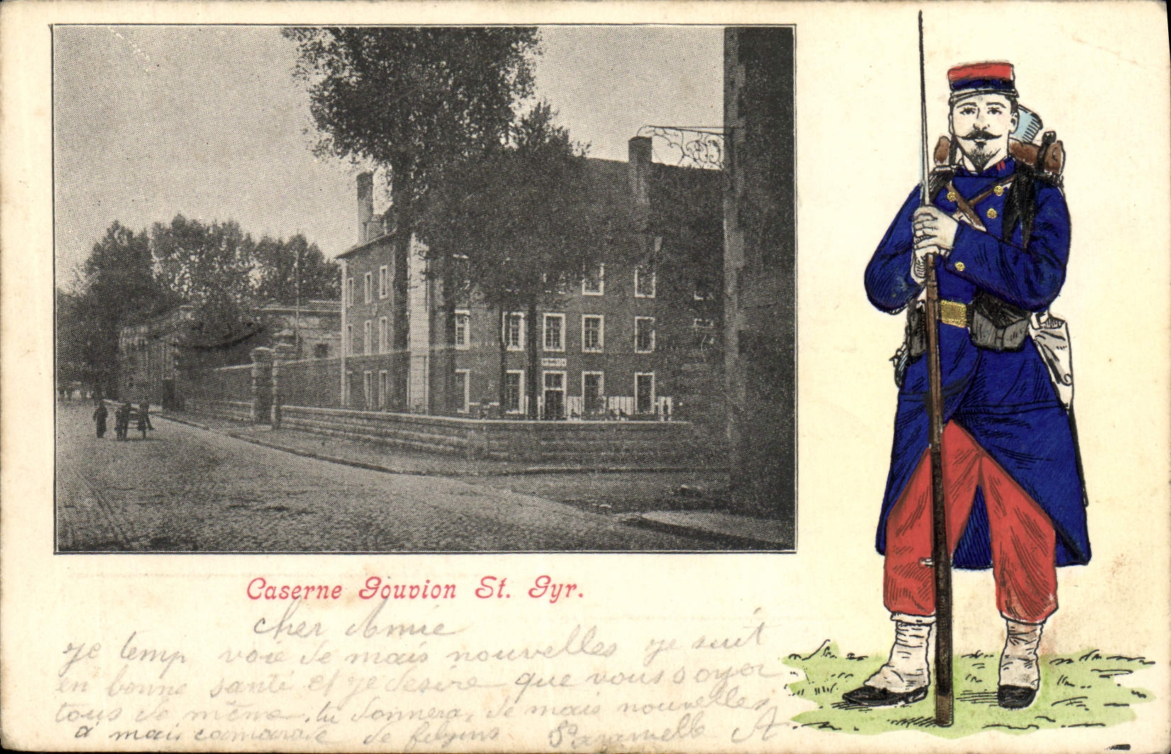 La POSTAL de la VENDIMIA acuartela St Cyr Militaria de Gouvion