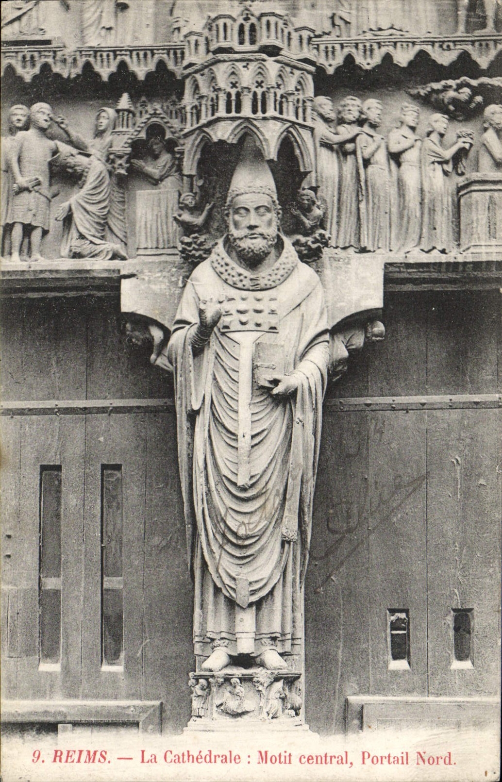 CPA Reims La Cathedrale Motif Central Portail Nord