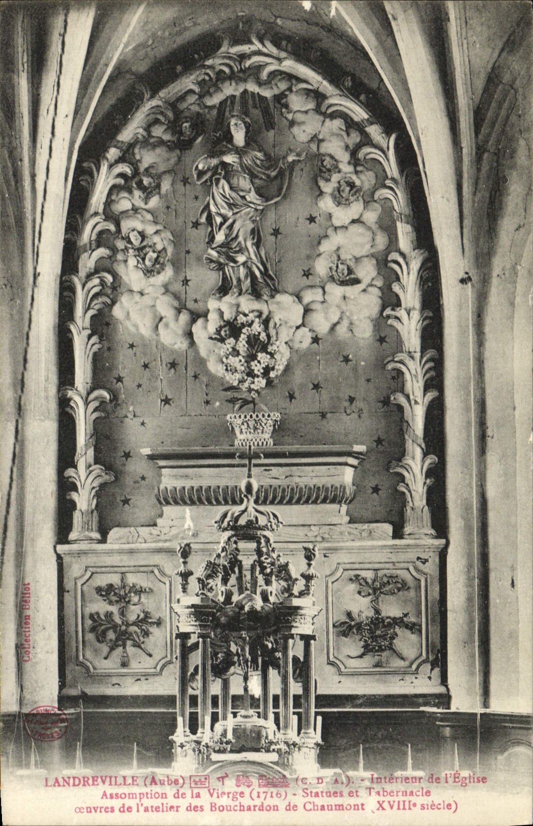 VINTAGE POSTCARD Interior Landreville Of the Church Assumption Of the Virgin Statues And Taberuacle