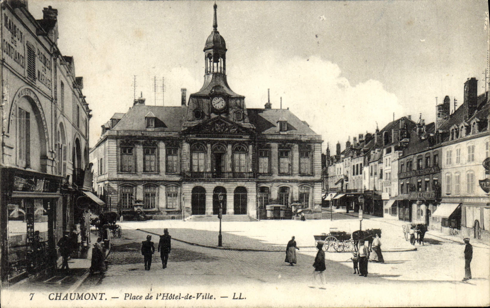 VINTAGE POSTCARD Chaumont Places Town hall
