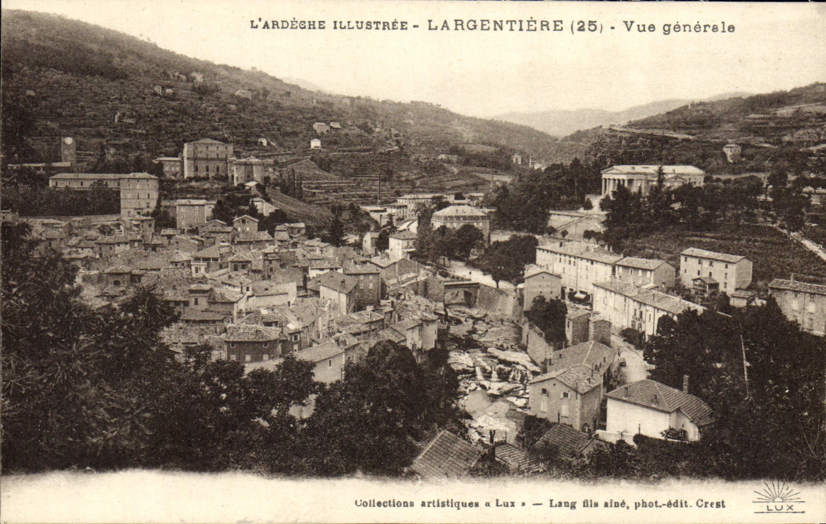VINTAGE POSTCARD Illustrated Ardeche Argentiere View